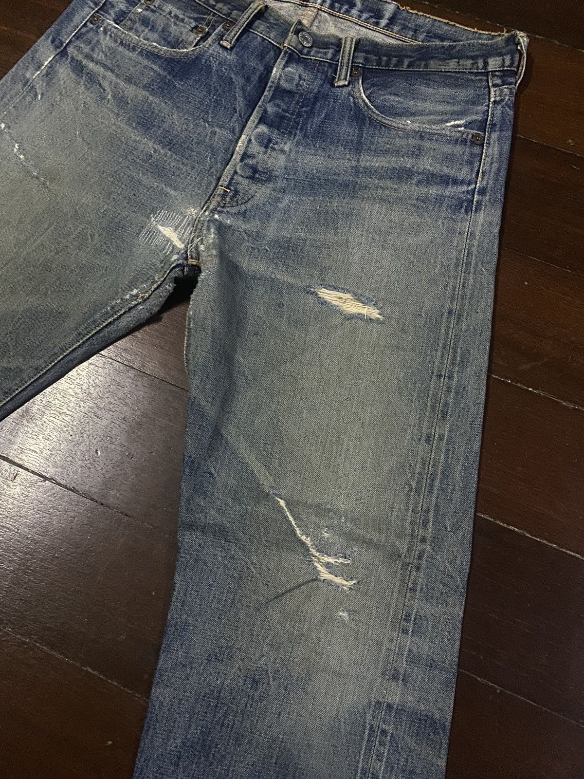 Denime Vintage 90s DENIME Orizzonti mud wash distressed rework Size US 35 - 5 Thumbnail