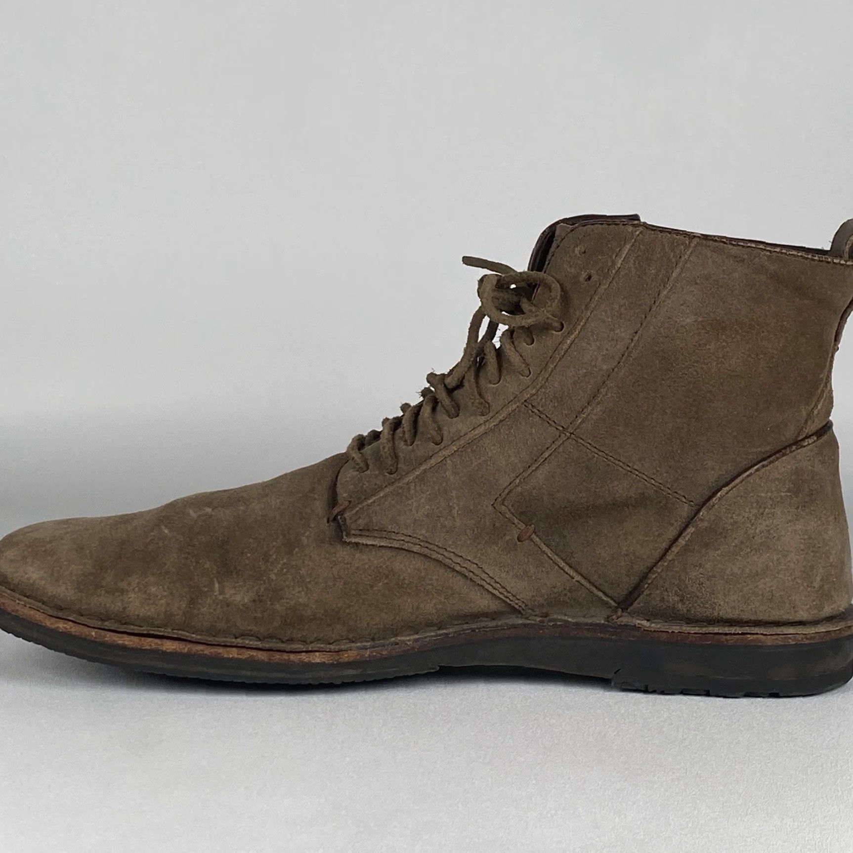 John Varvatos John Varvatos Barrett Boots Mens Leather Lace Up Ankle Chukka Bootie 10.5 Brown Rubber Burnished Toe Exposed Zippers M Contribution Size US 11 / EU 44 - 4 Thumbnail