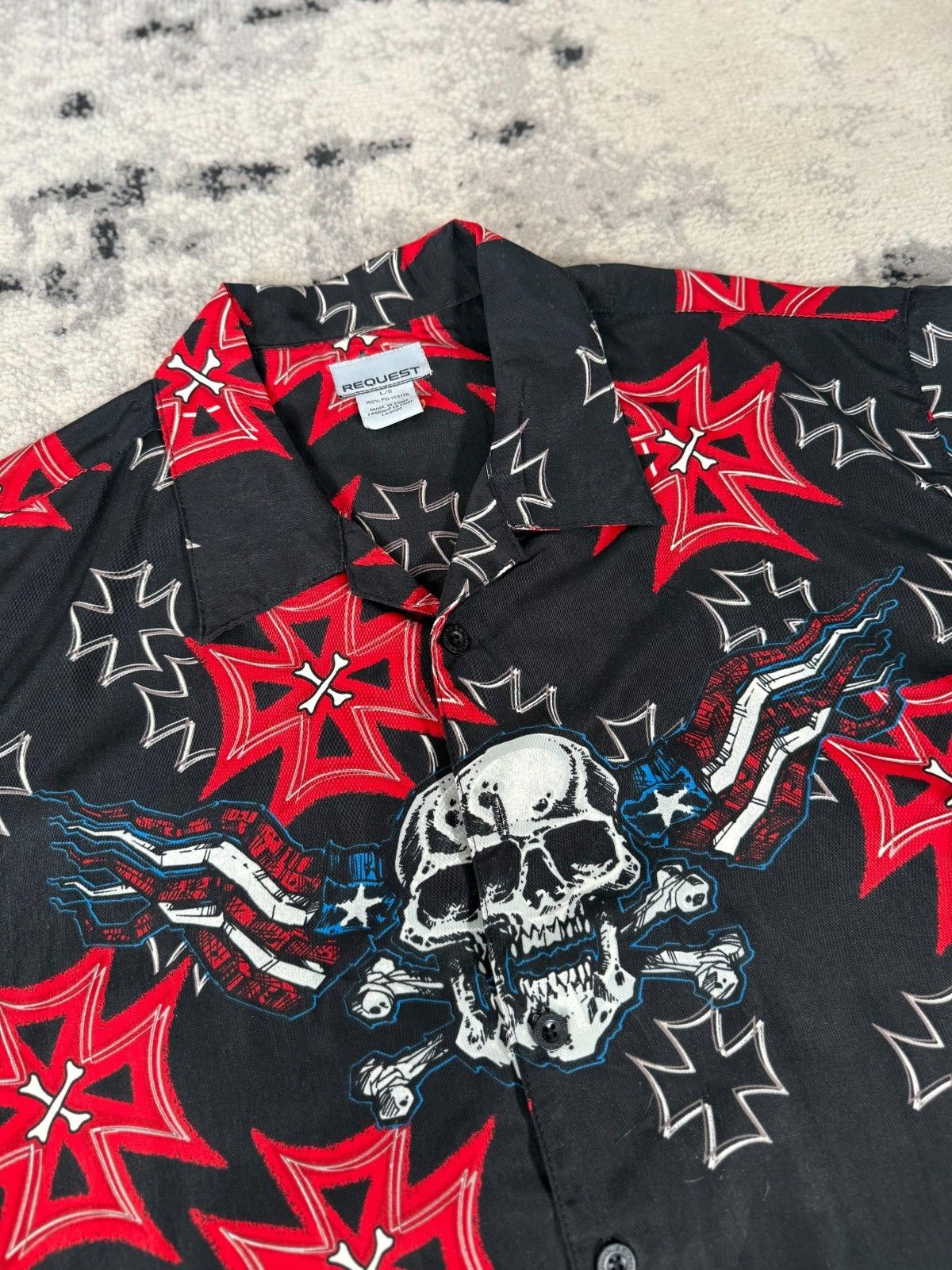 Vintage Y2K Request Skull Cross Full Print Shirt Size US L / EU 52-54 / 3 - 3 Thumbnail