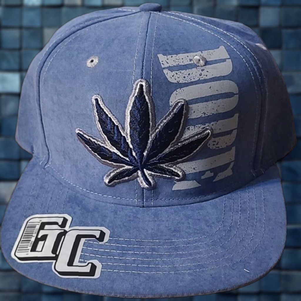 Vintage MARIJUANA LEAF DOPE CANNABIS WEED POT SNAPBACK BASEBALL CAP BLUE () Size ONE SIZE - 1 Thumbnail