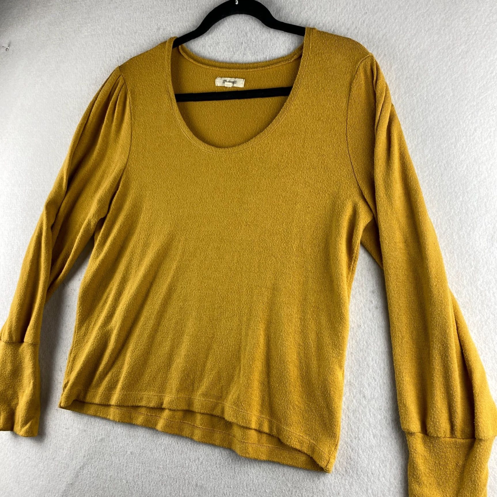 Madewell Madewell Sweater Womens Large L Yellow Puff Sleeve Scoop Neck Pullover Knit Lounge Casual All Seasons 4-Season Solid Modern Clothes Mens Womens Size L / US 10 / IT 46 - 4 Thumbnail