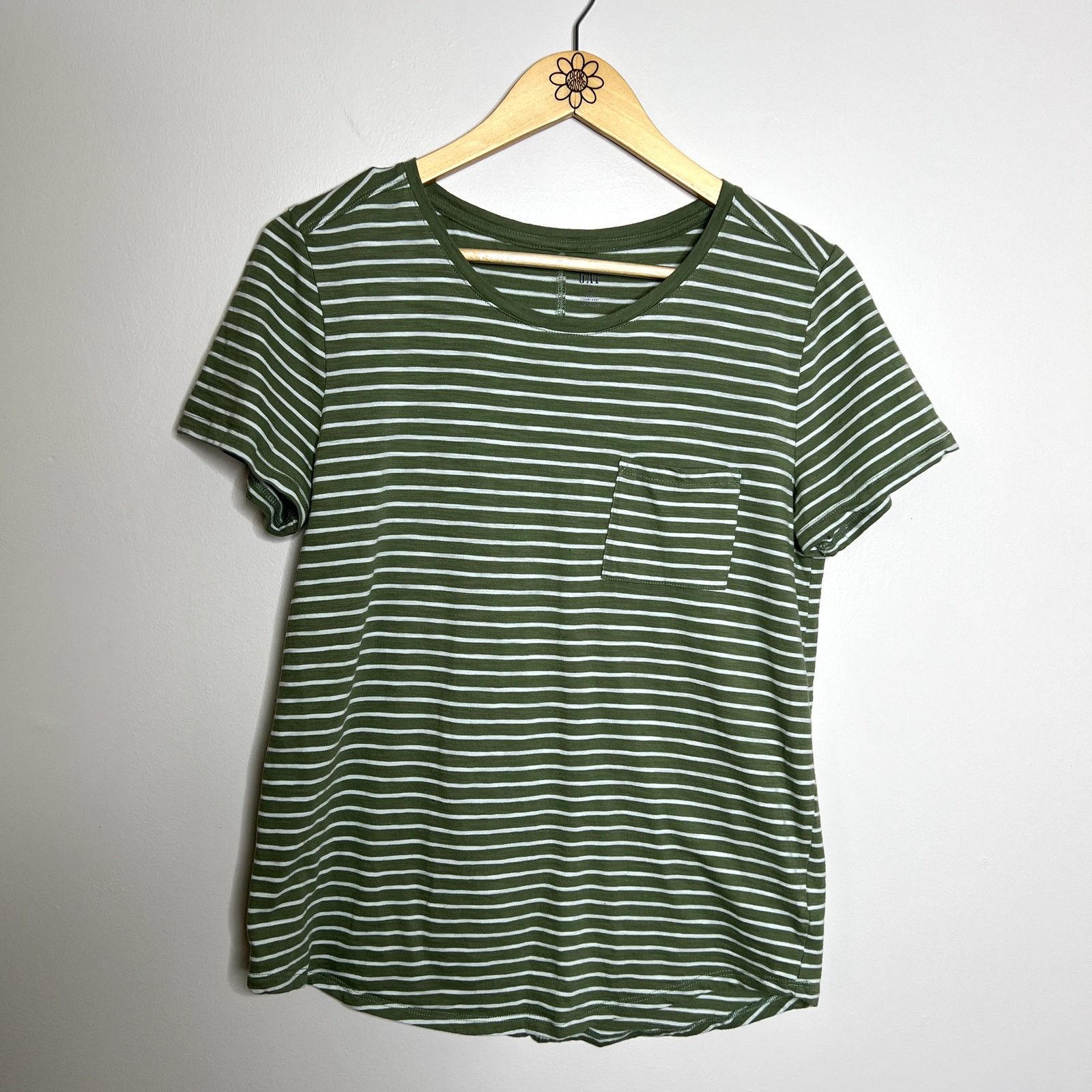 Gap Gap Green Striped Easy Tee Pocket Top Size M / US 6-8 / IT 42-44 - 5 Thumbnail