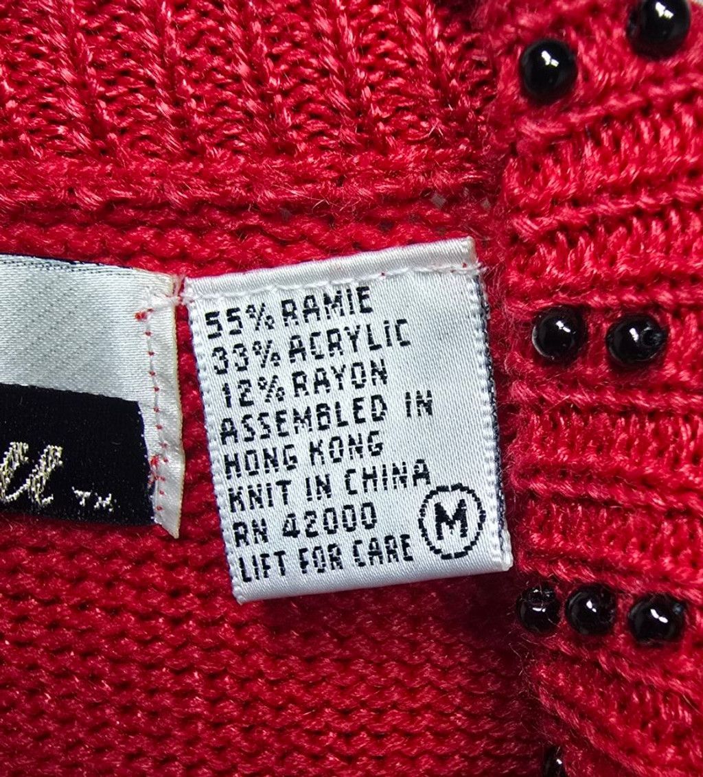 The Unbranded Brand Women's Dana Scott Red & Black Beaded Cardigan Sweater M Size M / US 6-8 / IT 42-44 - 3 Thumbnail