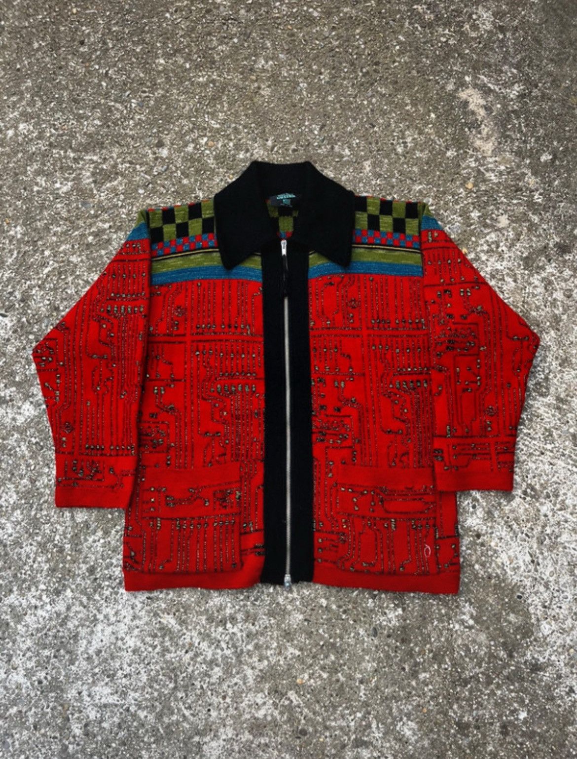 トップス AW1995 Jean Paul Gaultier half zip Jean Paul Gaultier Jean Paul Gaultier AW1995 Circuit Board Zip-Up