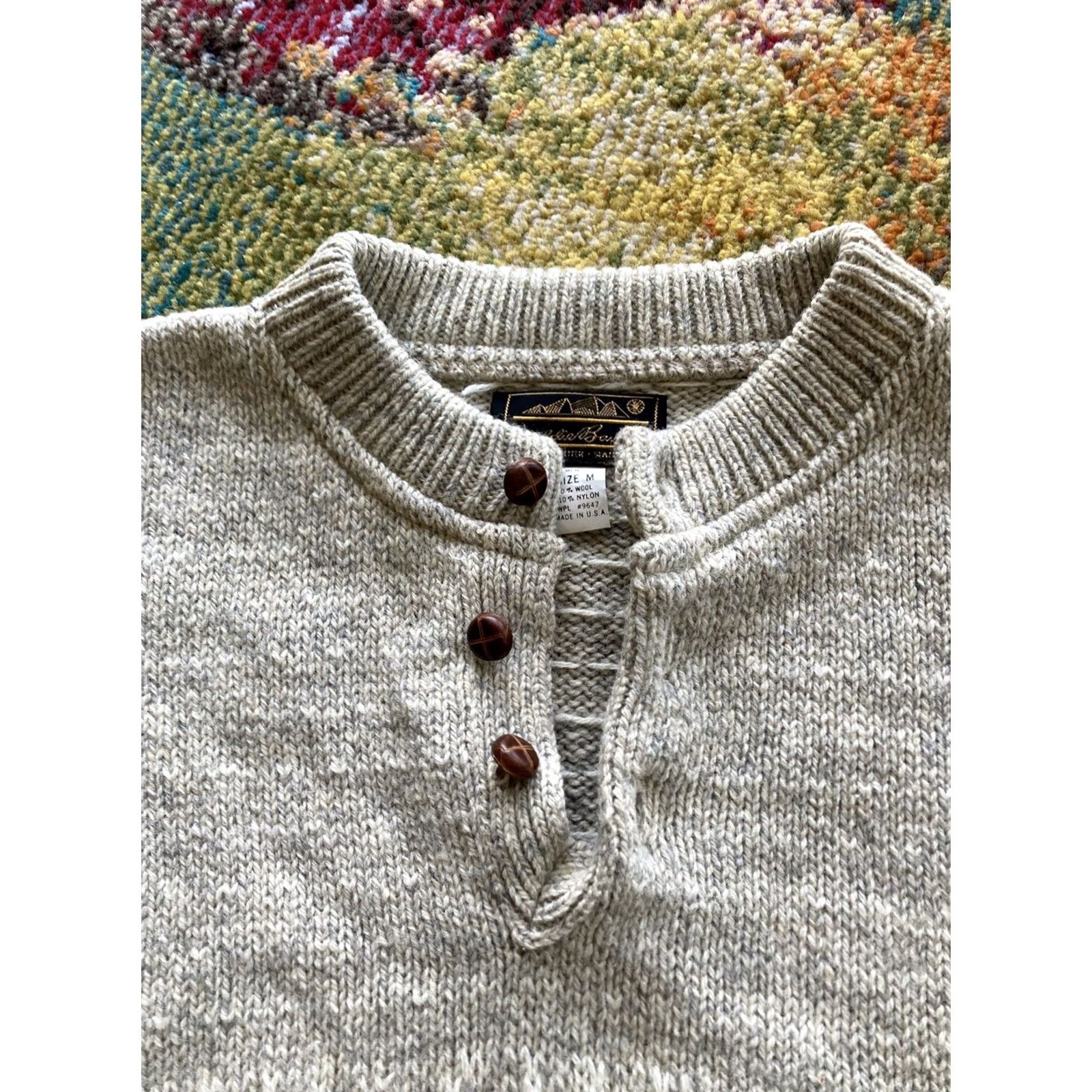 Eddie Bauer VINTAGE Eddie Bauer Sweater Mens M Henley Fair Isle Wool USA Made Size US M / EU 48-50 / 2 - 5 Thumbnail