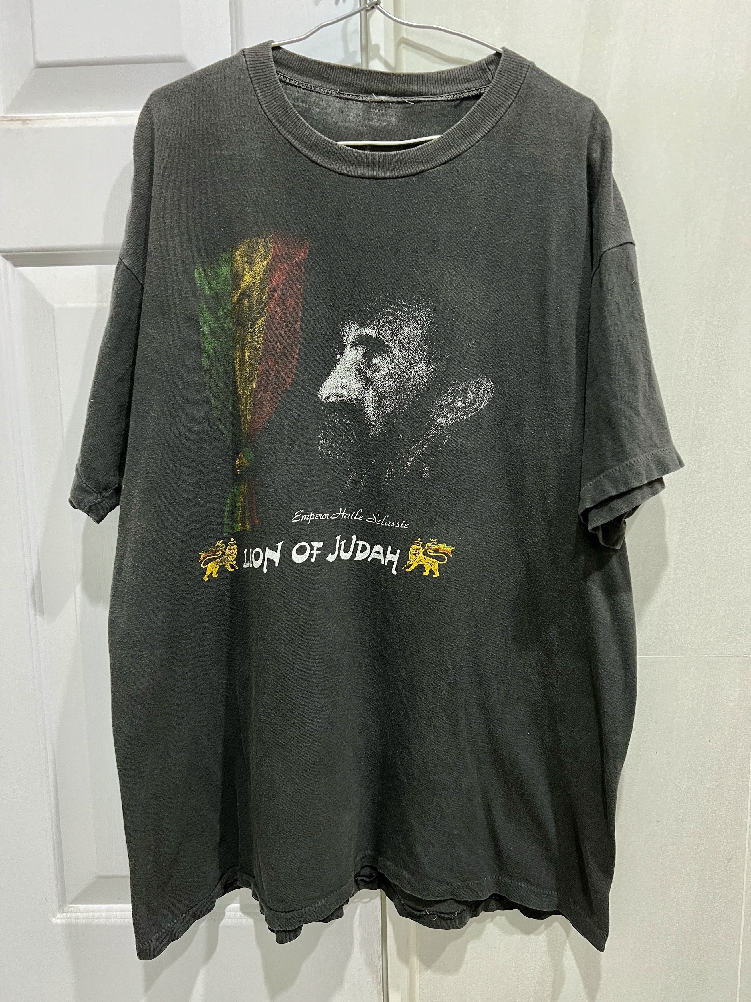 Bob Marley Vintage 90s Emperor Haile Selassie Lion of Judah Faded Size US L / EU 52-54 / 3 - 1 Thumbnail