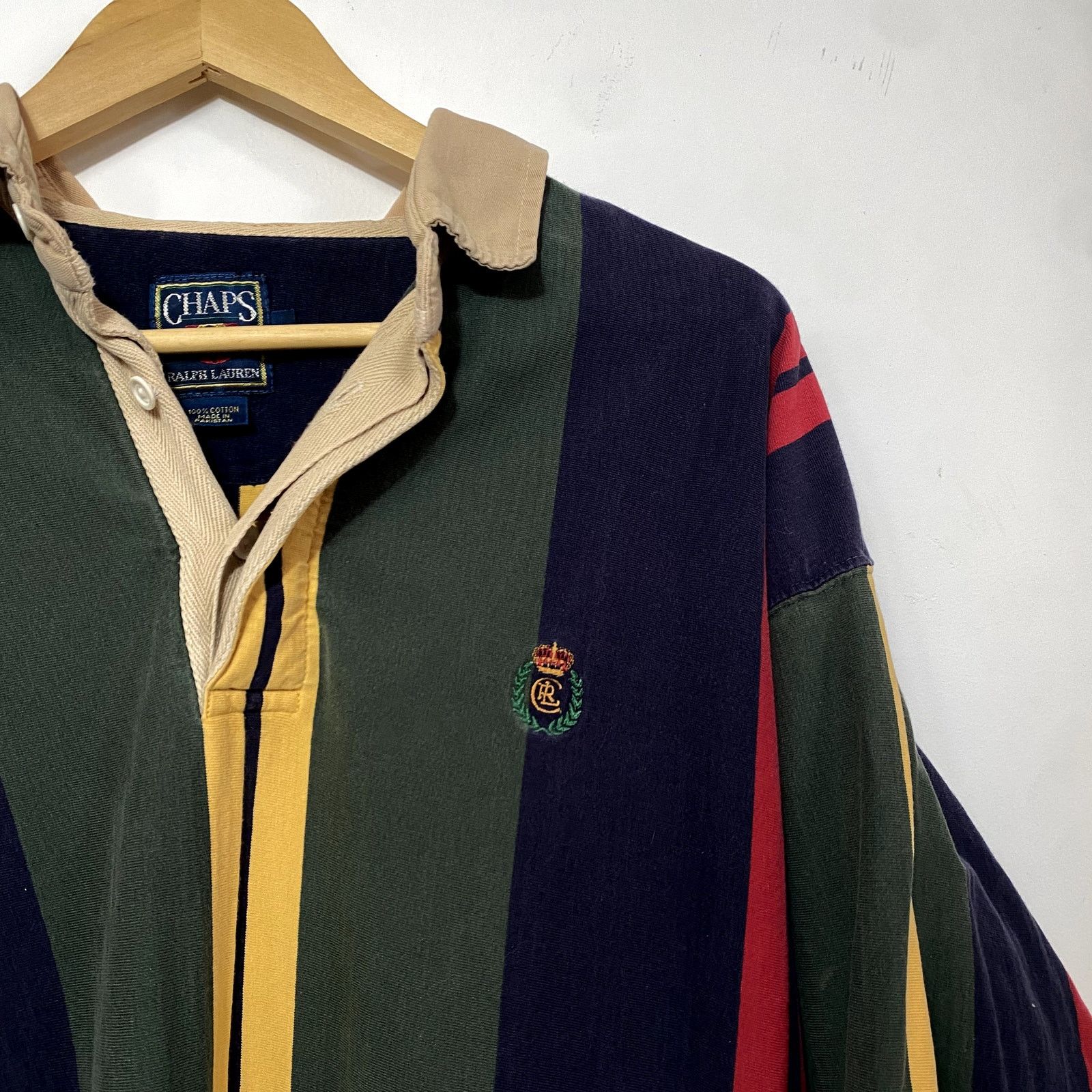 Chaps × Chaps Ralph Lauren × Vintage Vintage 90s Chaps Ralph Lauren Striped Long Sleeve Polo Size US L / EU 52-54 / 3 - 5 Thumbnail