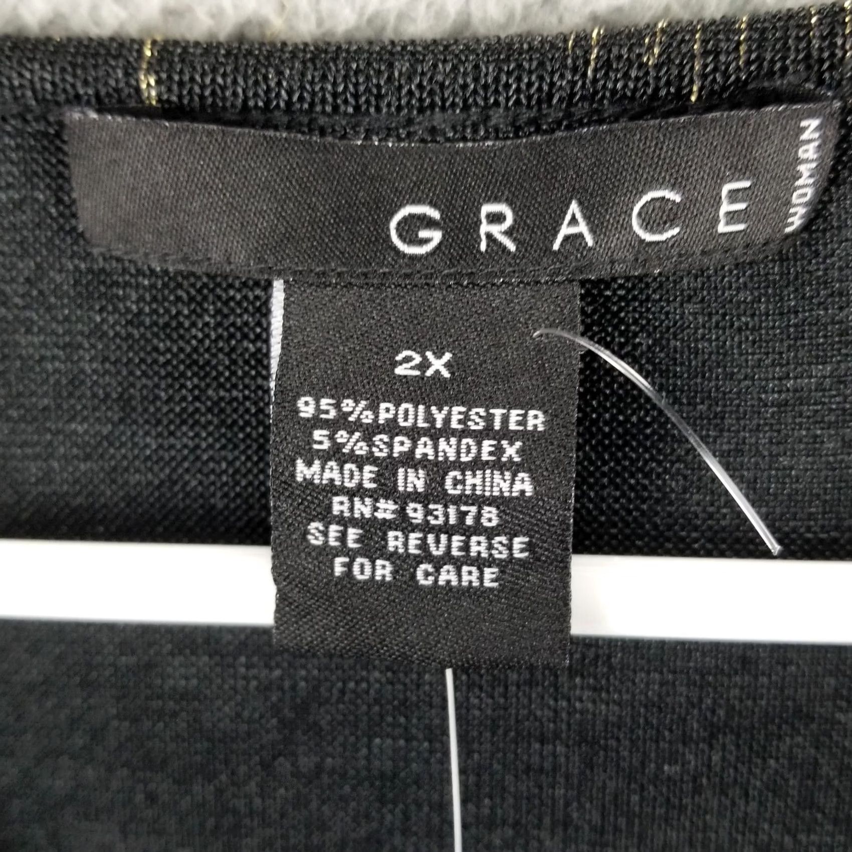 Vintage Grace Black Top Tunic Blouse Sleeveless Plus 2X Lace Embroidered Boho Casual Womens Size XXL / US 16-18 / IT 52-54 - 3 Thumbnail