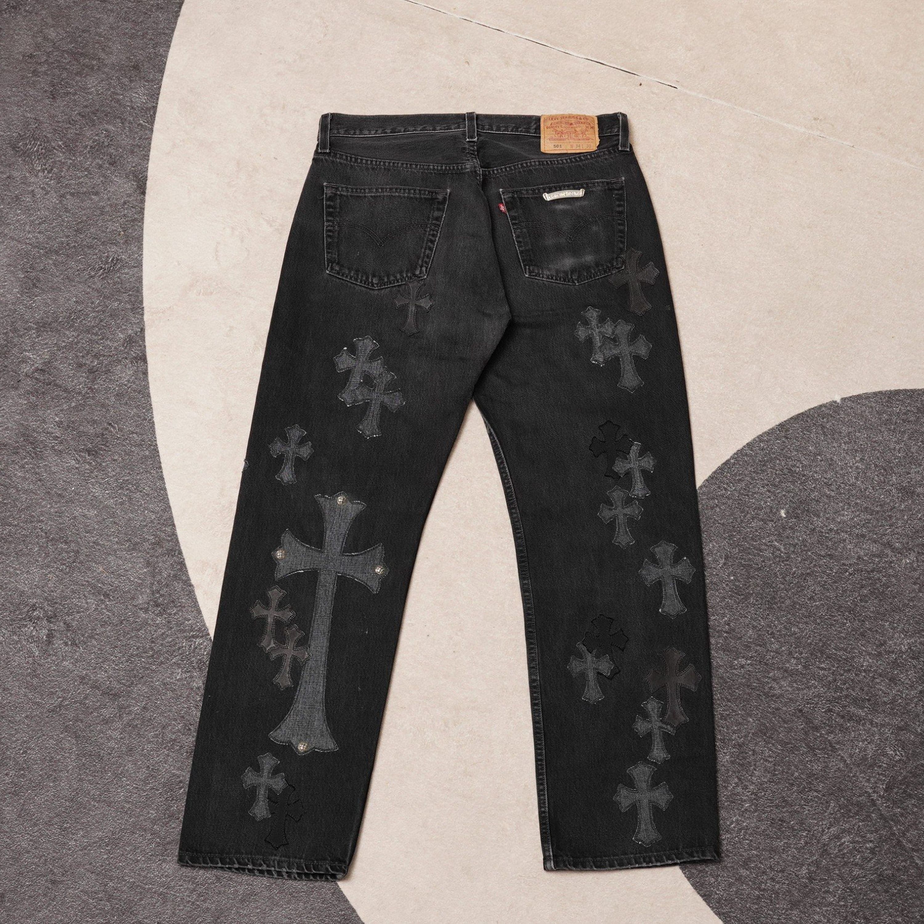 Chrome Hearts Chrome Hearts Black Denim Overpatched Vintage Jeans Size US 33 - 2 Thumbnail