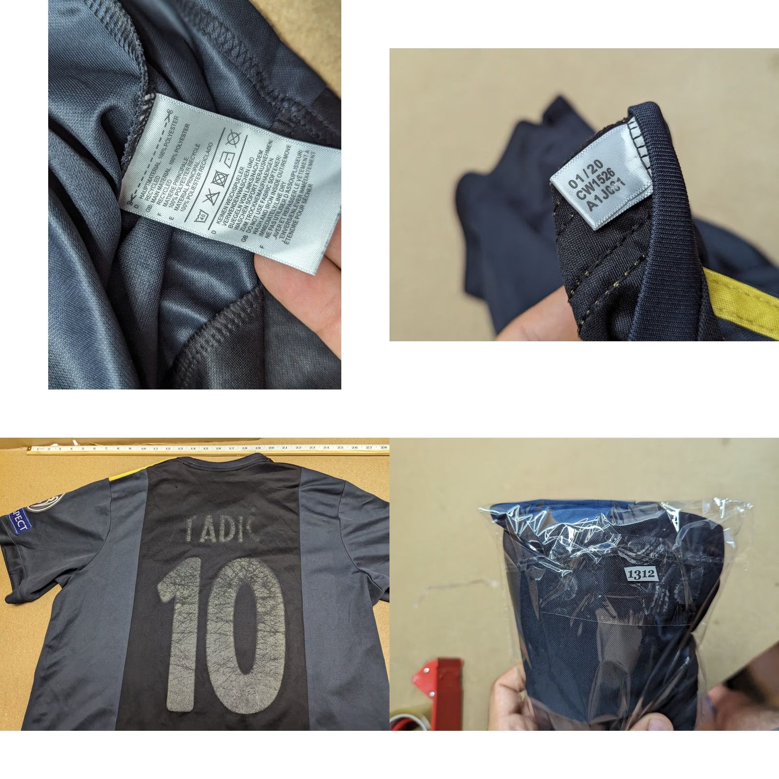 Adidas Adidas Ajax 3rd Champions League Jersey L Black 100% Polyester Football Quick Dry Mens T-Shirt Size US L / EU 52-54 / 3 - 10 Thumbnail
