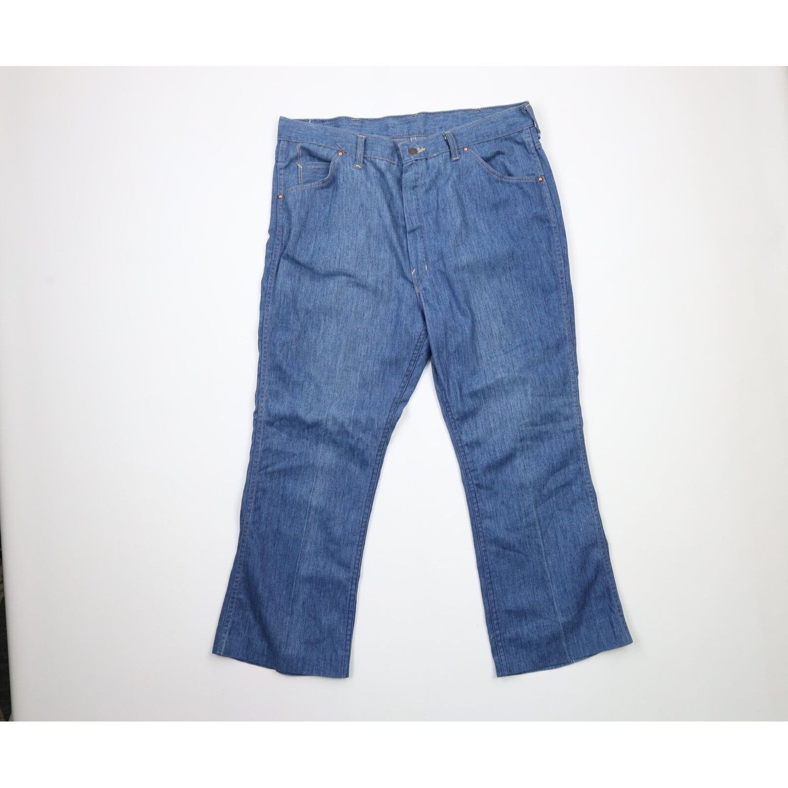 image of Vintage Vinatge 70's Streetwear Wide Leg Bell Bottom Jeans in Blue, Men's (Size 38)