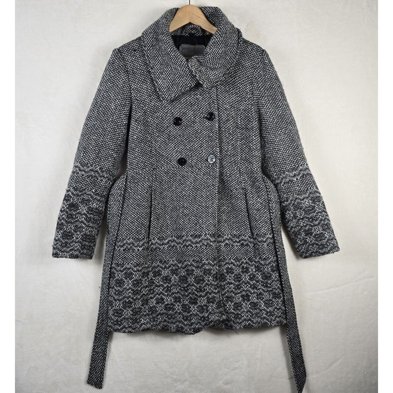 Guess Vintage GUESS Wool Blend Tweed Double-Breasted Pea Coat L Size L / US 10 / IT 46 - 3 Thumbnail