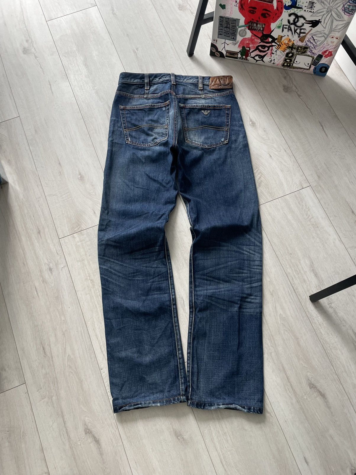 Armani Vintage 00’s Armani Jeans Denim Indigo Y2K Metal Logo RARE Size 30" / US 8 / IT 44 - 1 Thumbnail