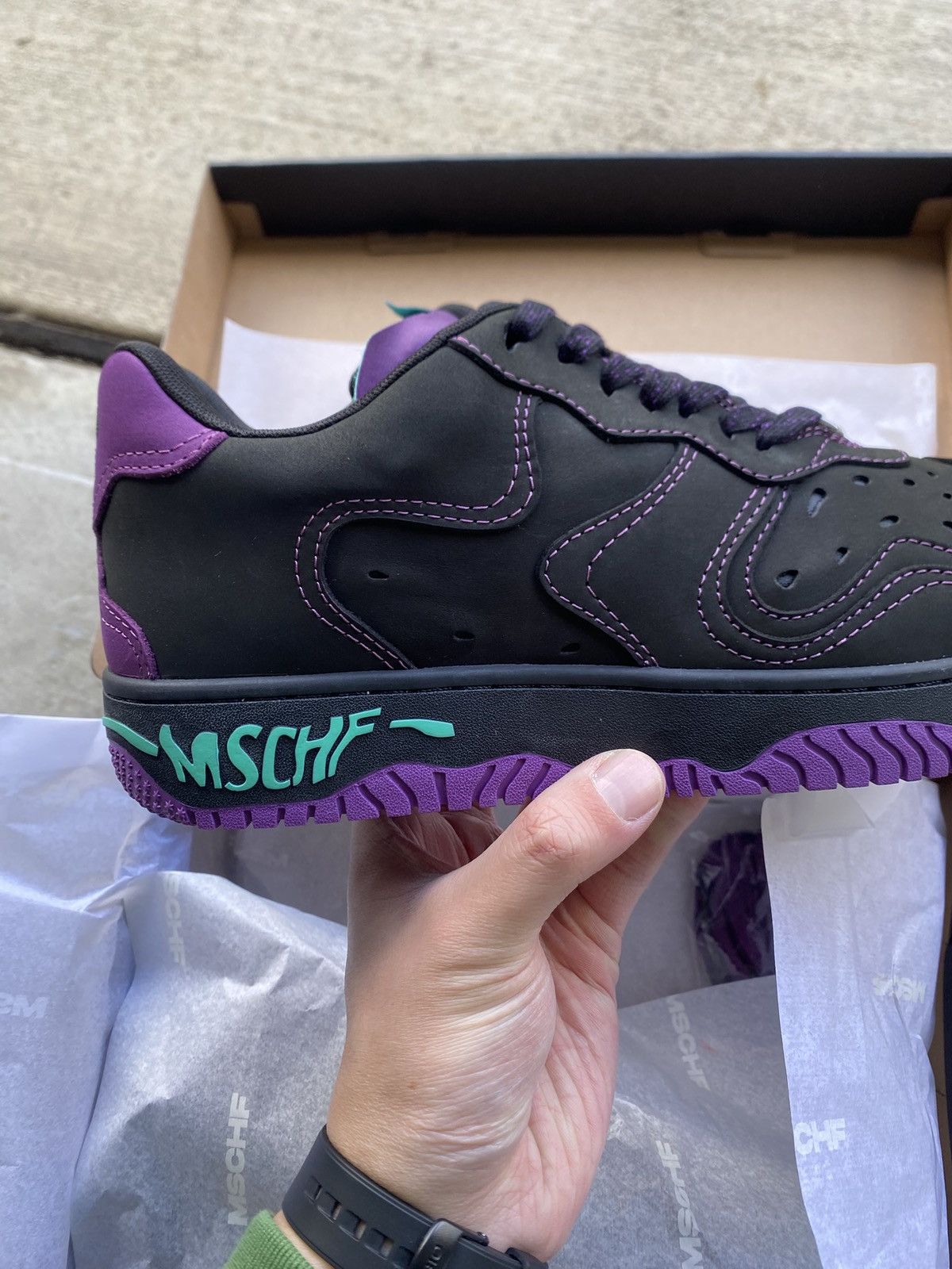 MSCHF MSCHF Super Normal Shoe 2 Black Purple Size US 11 / EU 44 - 4 Thumbnail