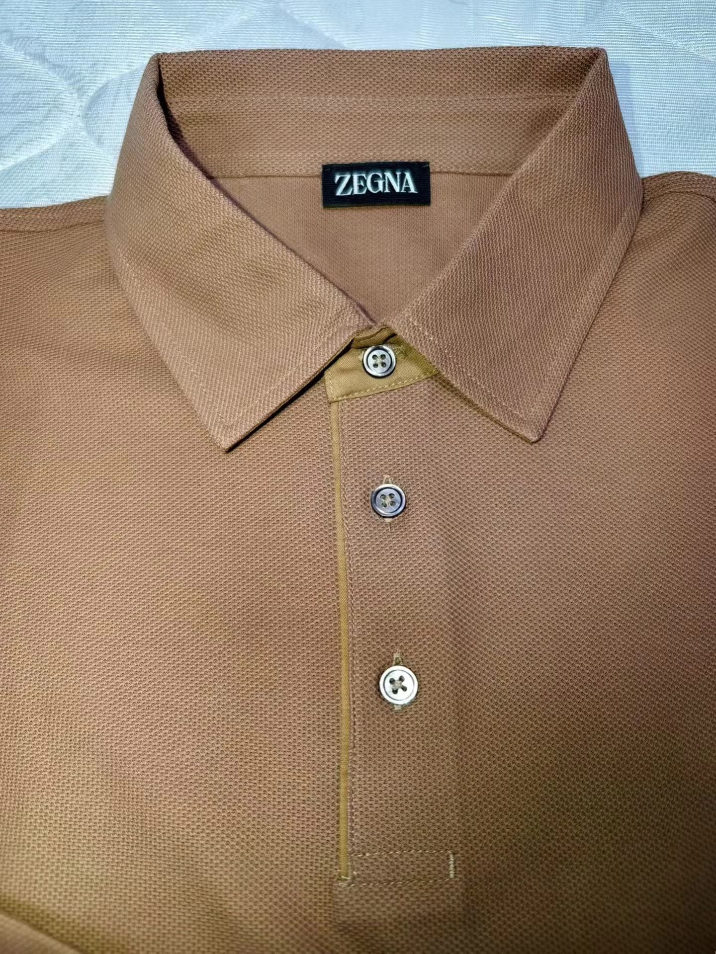 Ermenegildo Zegna Zegna long-sleeve caramel polo shirt Size US XXL / EU 58 / 5 - 3 Thumbnail