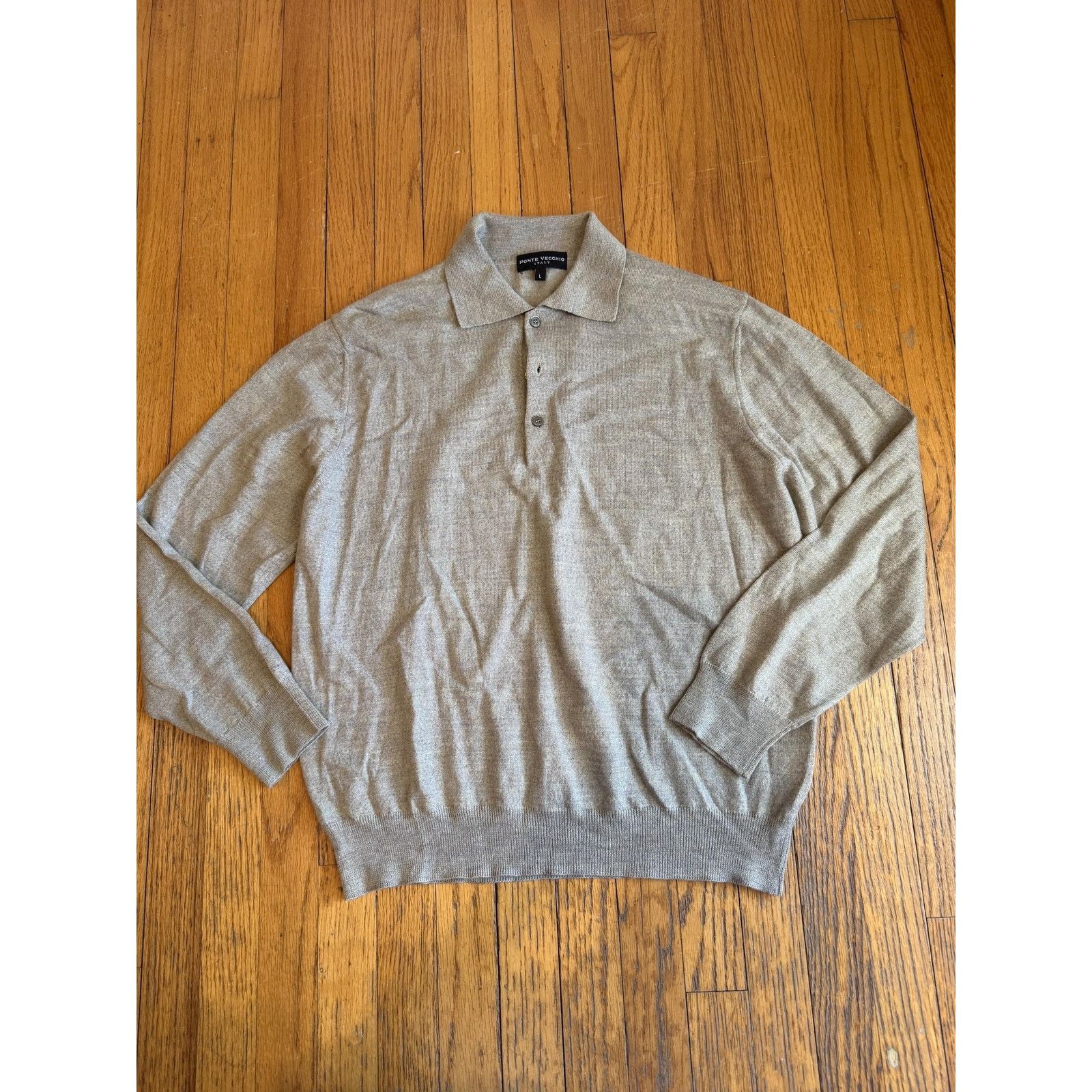 Other Ponte Vecchio Sweater Large Beige Wool Collared Pullover Size US L / EU 52-54 / 3 - 1 Thumbnail