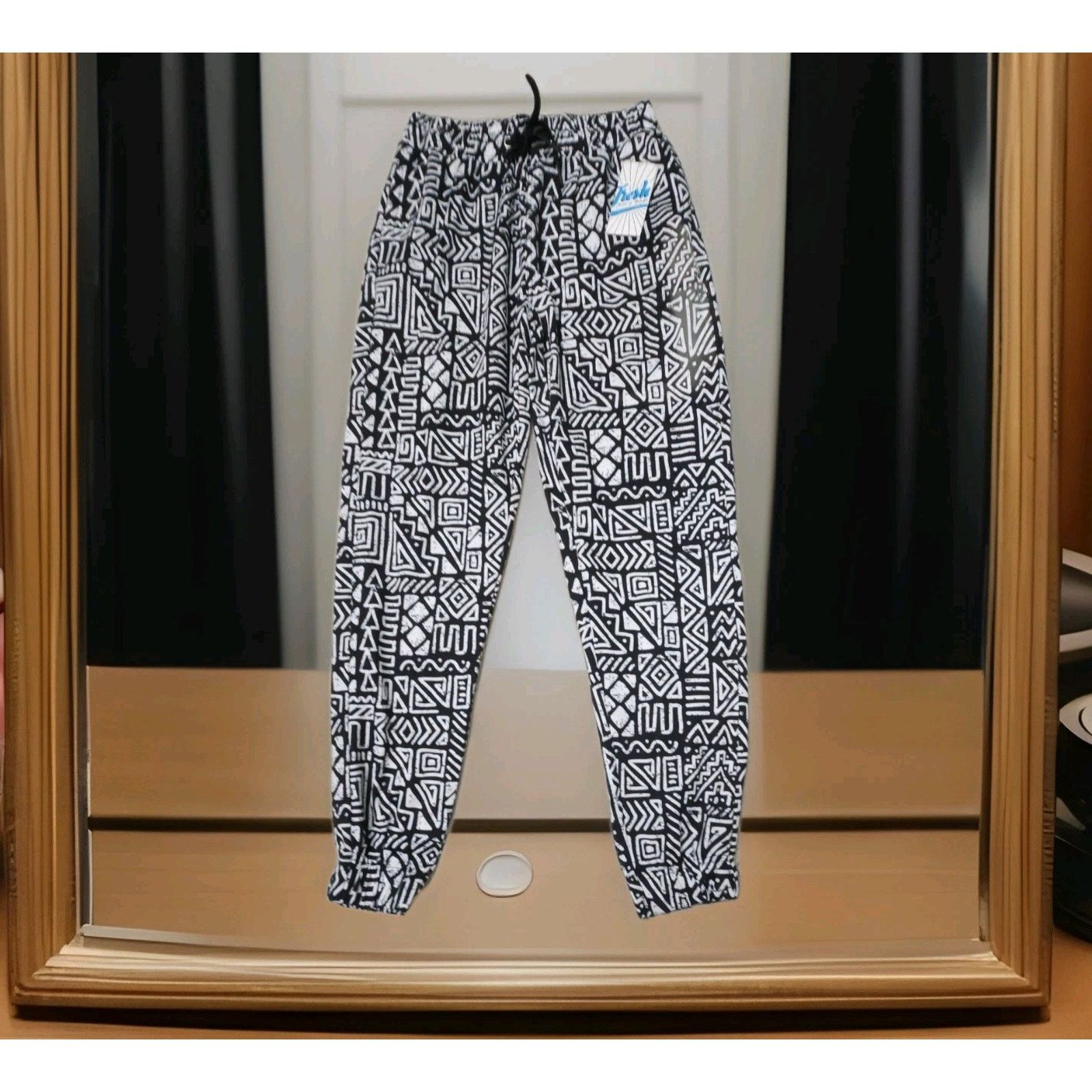 Other Fresh Print Bel Air Men's Geometric Jogger Black/white S Size US 27 - 1 Thumbnail