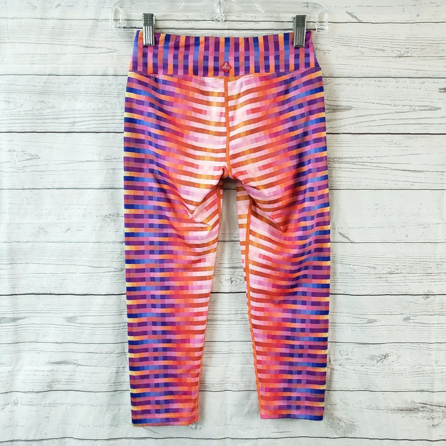 Prana prAna Womens Roxanne Capri Leggings XS Pink Blue Checkered Low Rise Capris Size 26" / US 2 / IT 38 - 3 Thumbnail