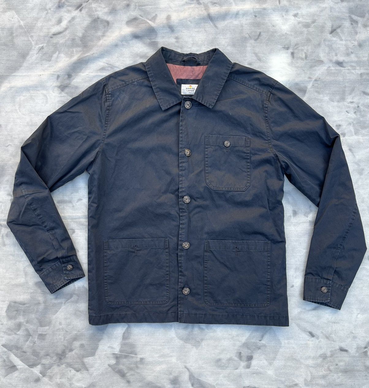 Marine Layer Marine Layer Everett Dry Wax Chore Coat in Washed Navy ...