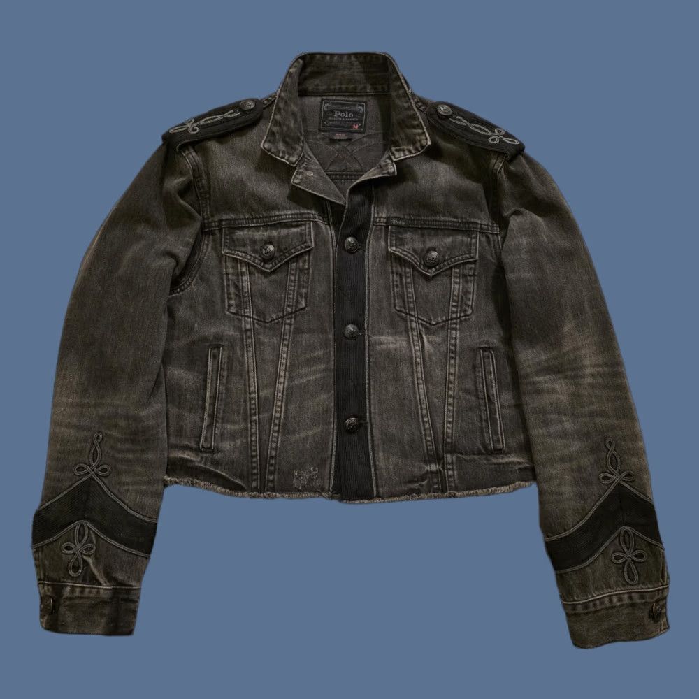 Polo Ralph Lauren Polo Ralph Lauren Women's Cropped Black Denim Military Style Jacket Size Medium Size M / US 6-8 / IT 42-44 - 1 Thumbnail