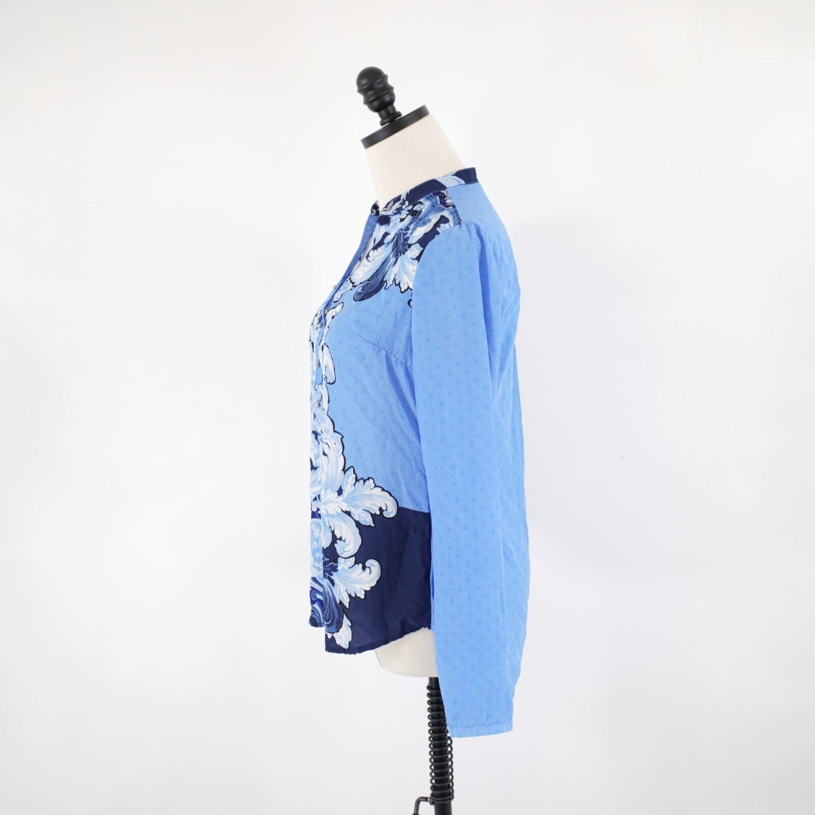 Designer New York & Company Blue Long Sleeve Lightweight Floral Blous Size XS / US 0-2 / IT 36-38 - 5 Thumbnail