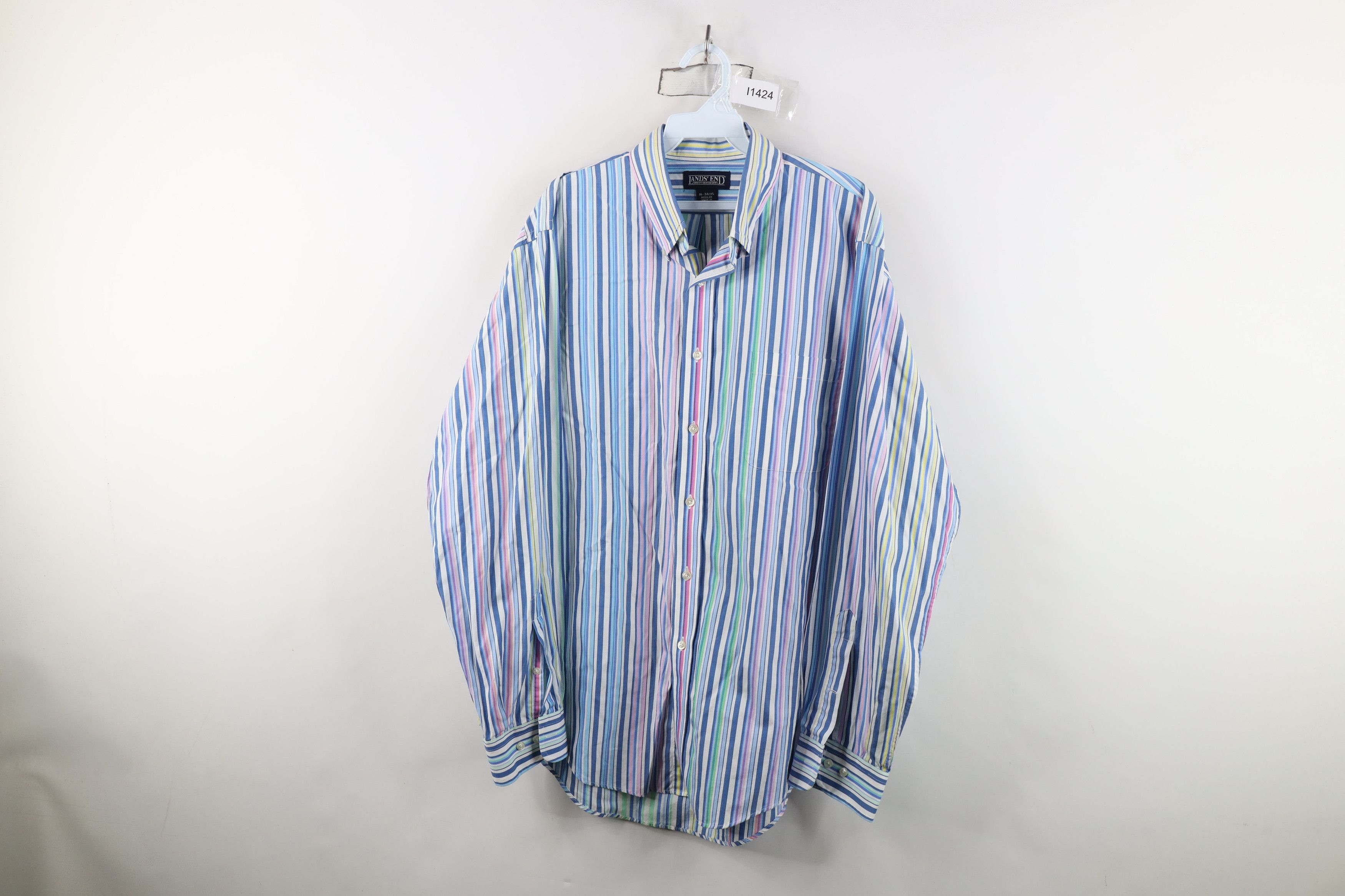 Lands' End Vintage 90s Lands End Striped Collared Button Down Shirt Size US M / EU 48-50 / 2 - 1 Thumbnail