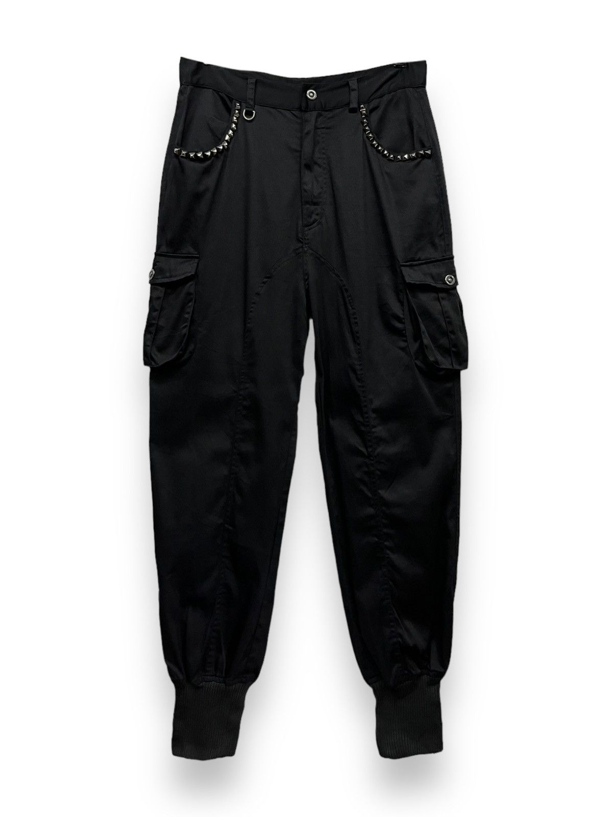 🔥BLACK BACCARA Punk Studded Jogger Cargo Soft Blends Pants