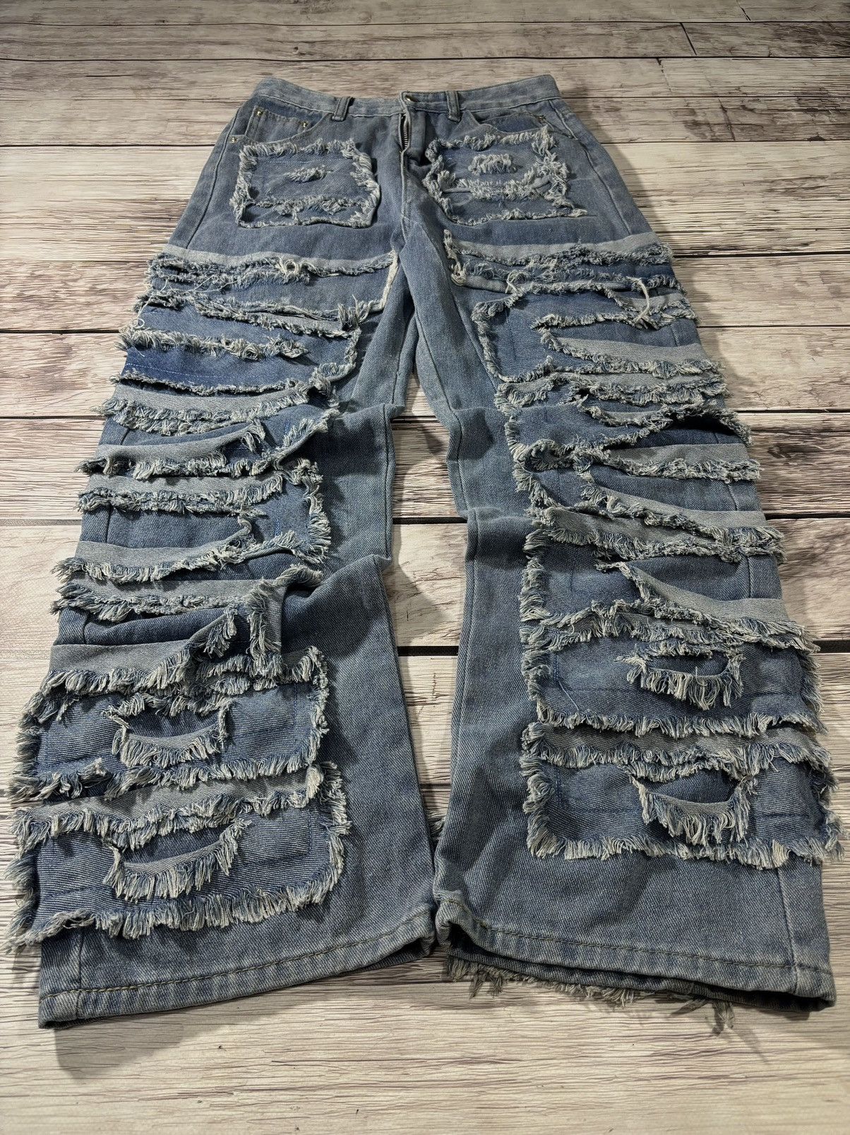 ❤️0OPIUM BALENCIAGA DISTRESSED WASHED BONDAGE BAGGY JEANS