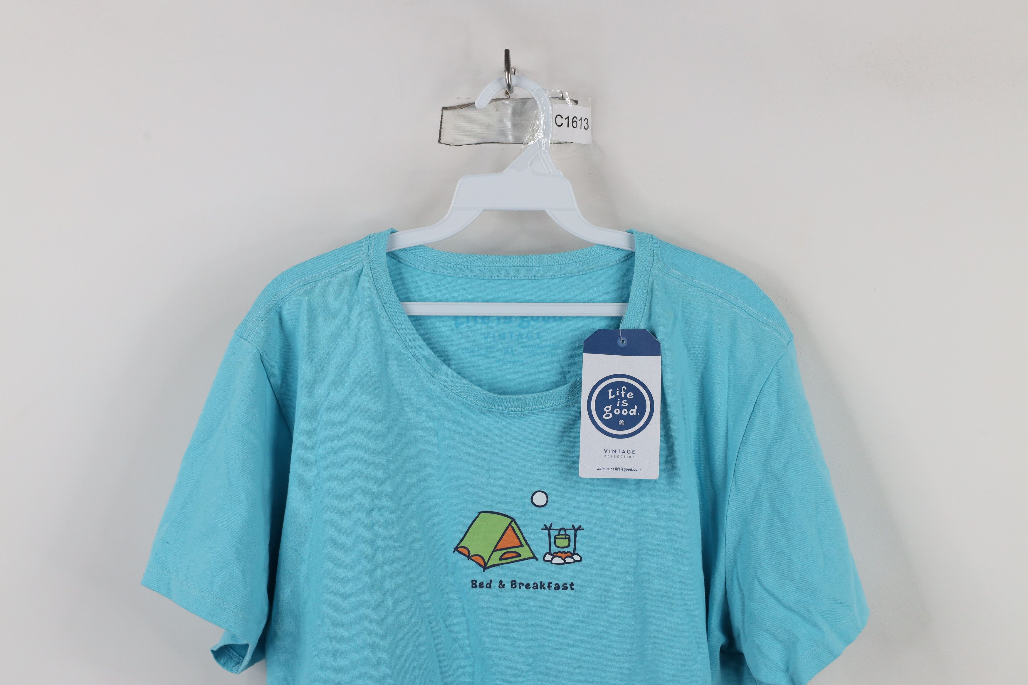 Life is Good × Vintage New Life Is Good Bed & Breakfast Camping T-Shirt Blue Cotton Size XL / US 12-14 / IT 48-50 - 2 Thumbnail