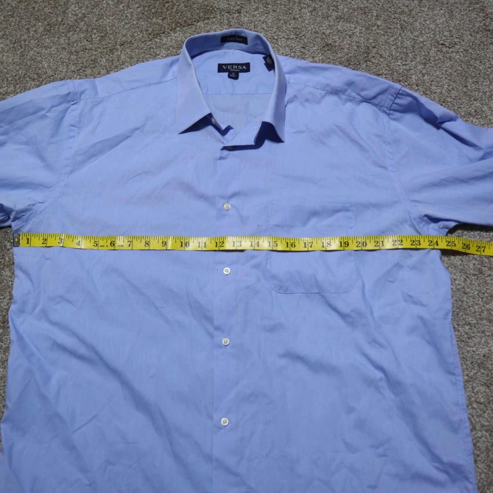 Versace Versa Dress Shirt Blue Long Sleeve Button Up Easy Care Men's XL 17 34/35 Shirt Dress Shirt Blue XL Mens Easy Care 17 34/35 Size 34R - 4 Thumbnail