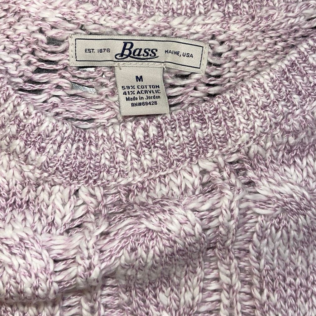 Bass Cable knit Crew Neck Sweater Lavender Cotton Blend Size M / US 6-8 / IT 42-44 - 4 Thumbnail