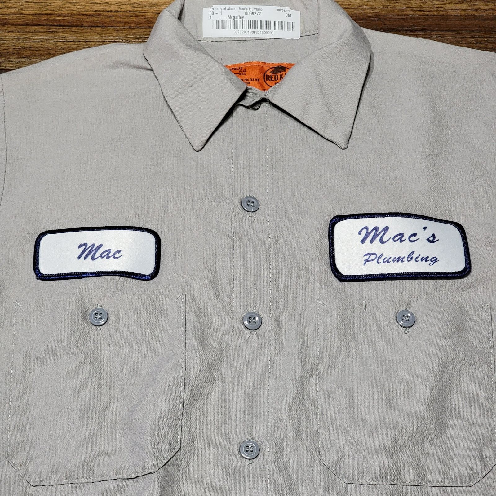 Red Kap Red Kap LS Full Button Shirt "Mac's Plumbing" - Size Small Size US S / EU 44-46 / 1 - 2 Thumbnail