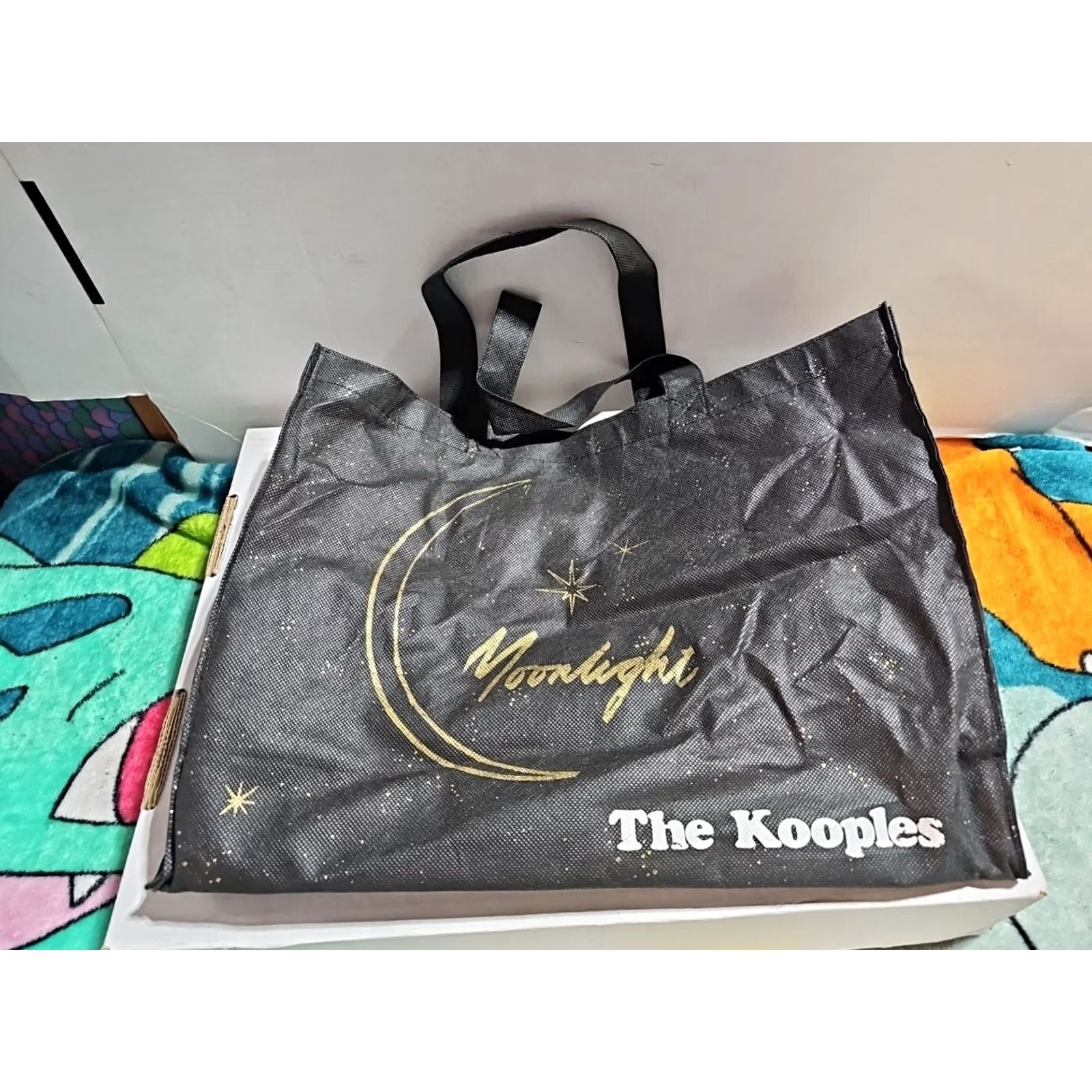 The Kooples The Kooples Paris MOONLIGHT Tote Bag Medium Black Lightweight ReUsuable Graphic Print Logo Womens Size ONE SIZE - 2 Thumbnail