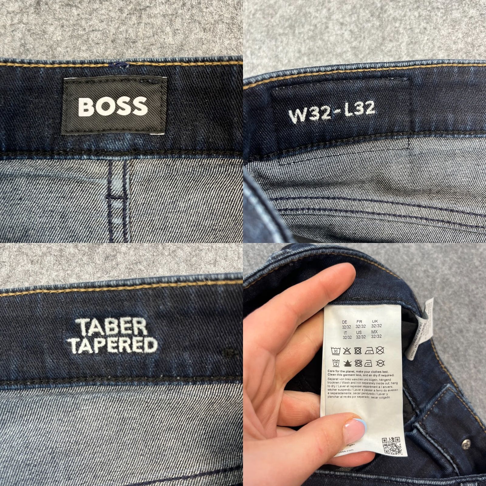 Hugo Boss Hugo Boss Jeans Slim Tapered 32 32 Dark Wash Blue Stretch Whiskers H-Taber Men's Denim 5-Pocket Size US 32 / EU 48 - 8 Thumbnail