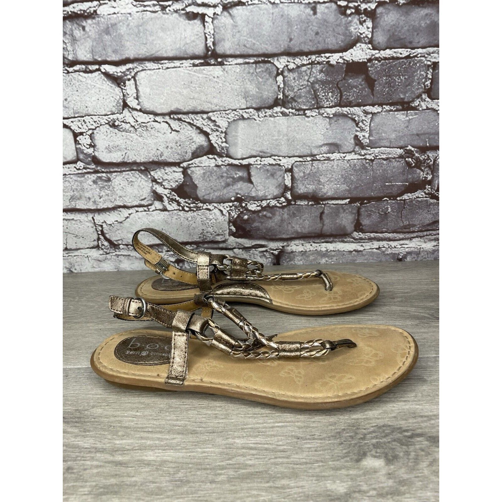 Born BOC Born Concept Bronze Metallic Leather Braided Thong Sanda Size US 8 / IT 38 - 9 Thumbnail