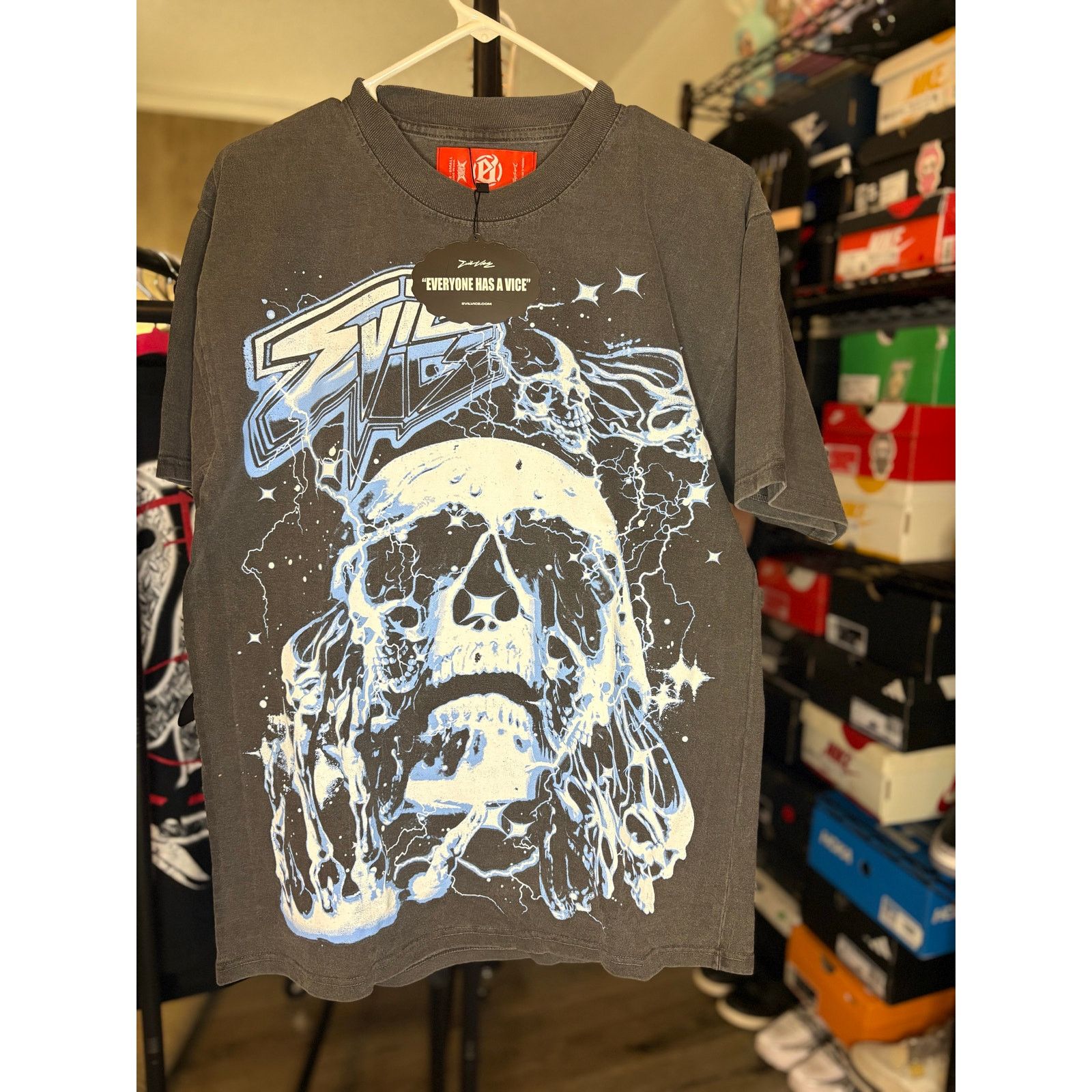 Other NEW w/ Tag - Evil Vice - Skull TShirt (Gray), SZ S Size US S / EU 44-46 / 1 - 2 Thumbnail
