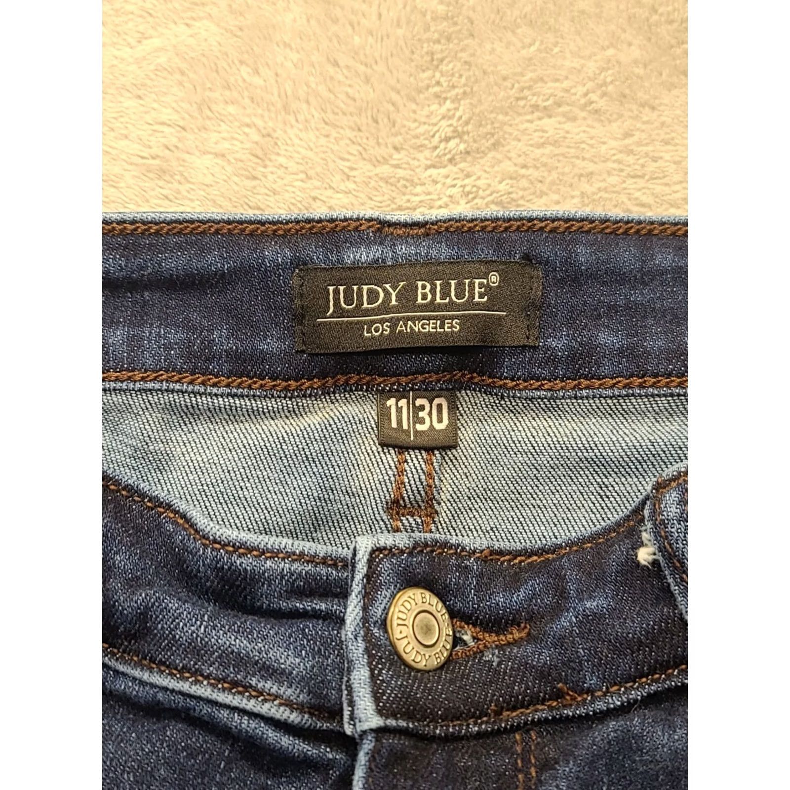 Vintage Judy Blue Jeans Slim Fit High Rise 11 Womens Boot Cut Blue Denim Comfort Distressed Spandex Size 30" / US 8 / IT 44 - 2 Thumbnail