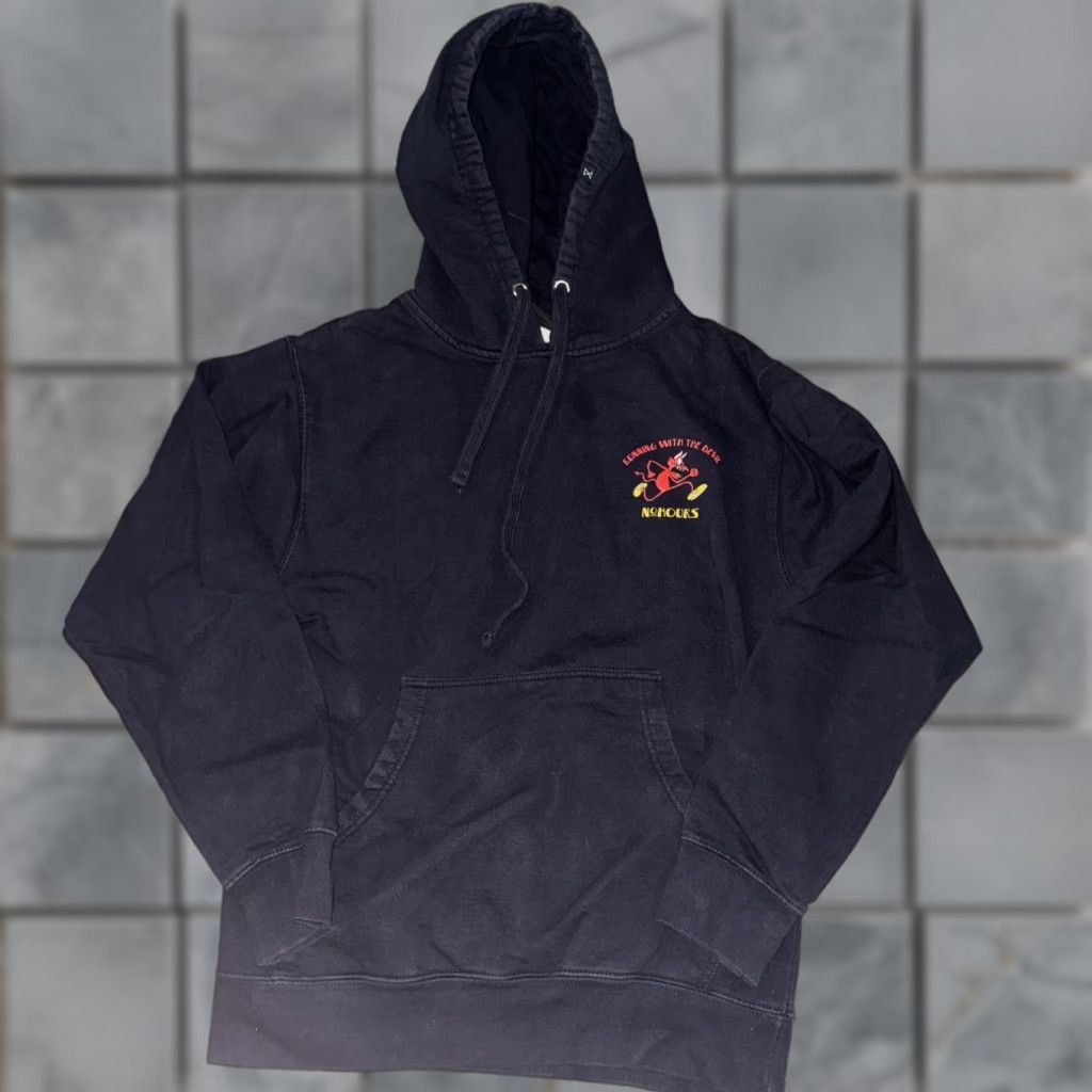 Vintage No Hours Runner Graphic Hoodie Sweatshirt Black Small Mens Pullover Cartoon Devil Running 18x25 Size S Size US S / EU 44-46 / 1 - 1 Thumbnail