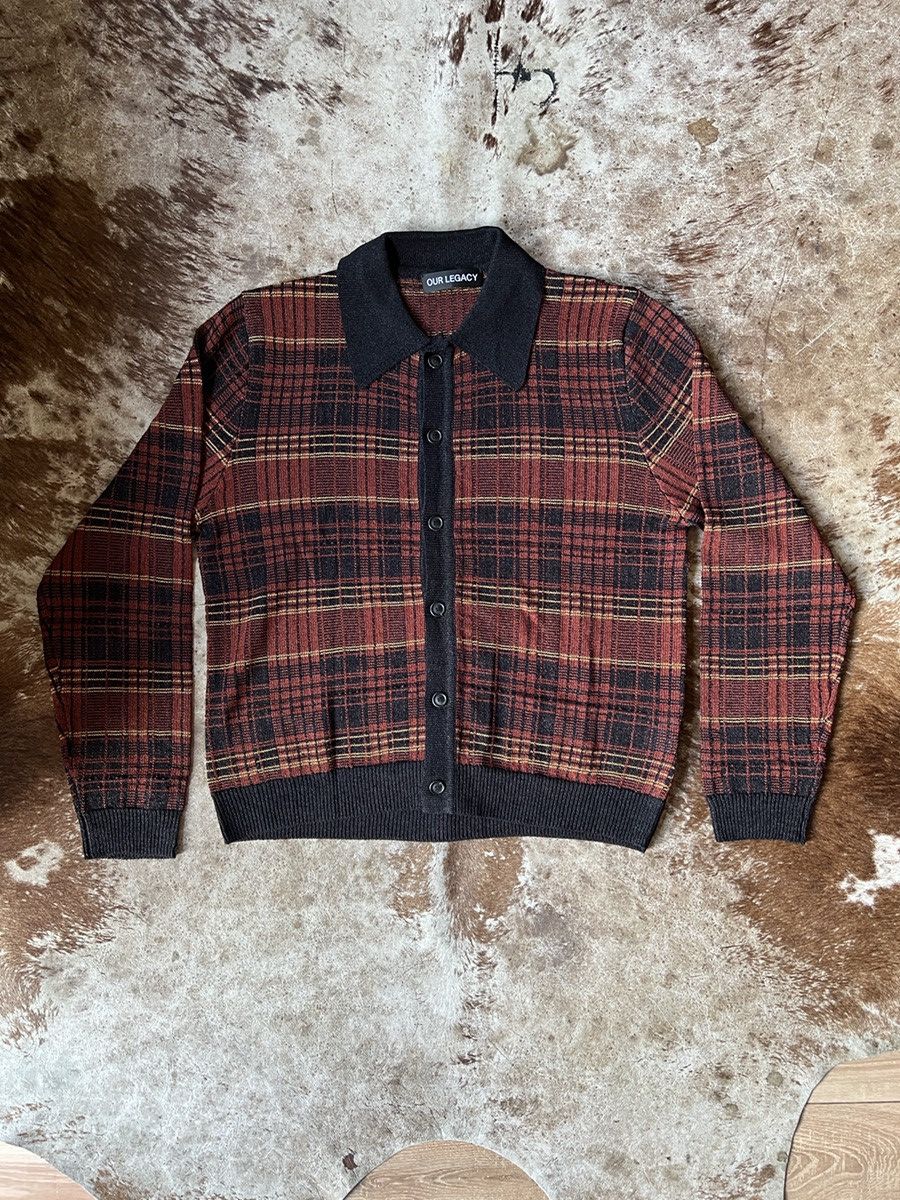 Our Legacy evening polo • $500 retail • rust geezer check 