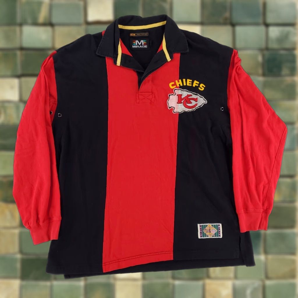 Vintage VINTAGE Kansas City Chiefs Mirage Long Sleeve Polo Shirt Red Black XL Mens Size US XL / EU 56 / 4 - 1 Thumbnail