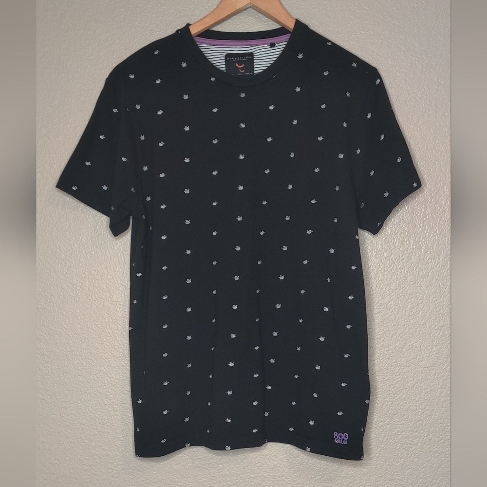 Denim & Co. Denim & Flower Black Halloween Polo Shirt Ghosts BOO Crew Size US L / EU 52-54 / 3 - 11 Thumbnail