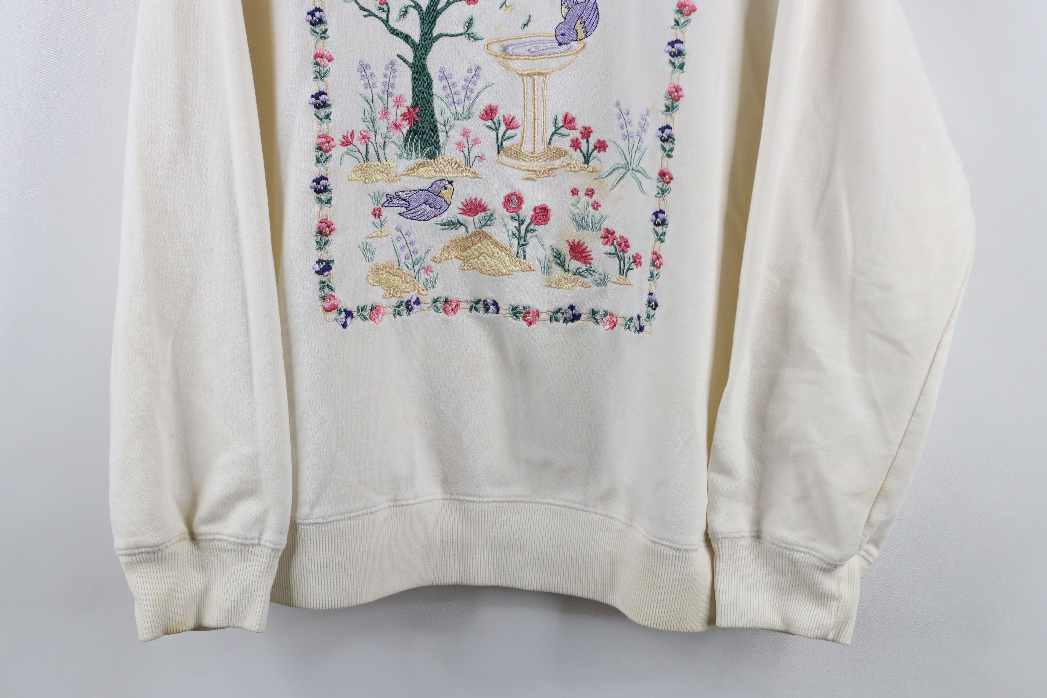 Vintage Vintage 90s Country Primitive Flower Birds Sweatshirt Size M / US 6-8 / IT 42-44 - 3 Thumbnail