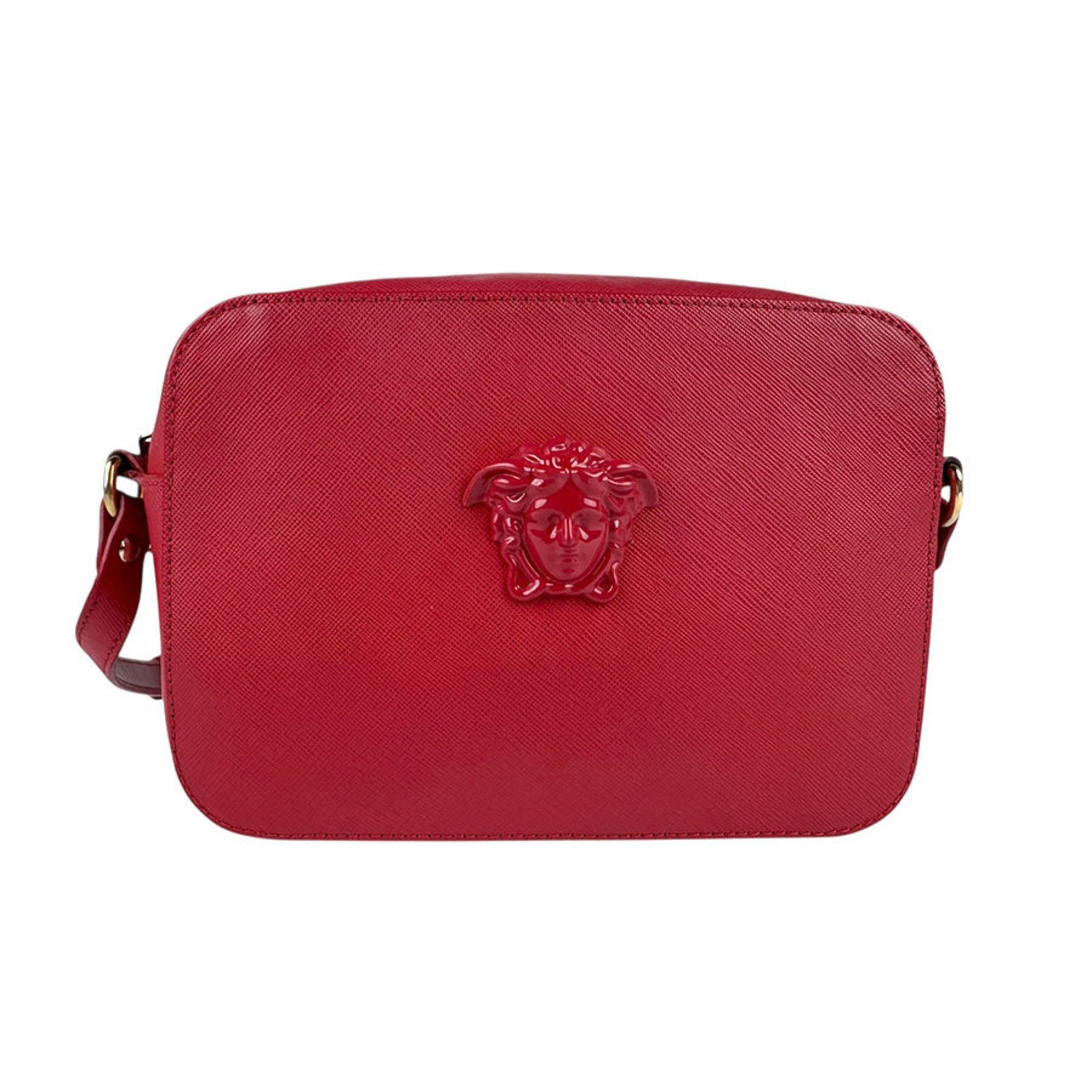 Versace Medusa Leather Shoulder Bag Red Women's Z5017