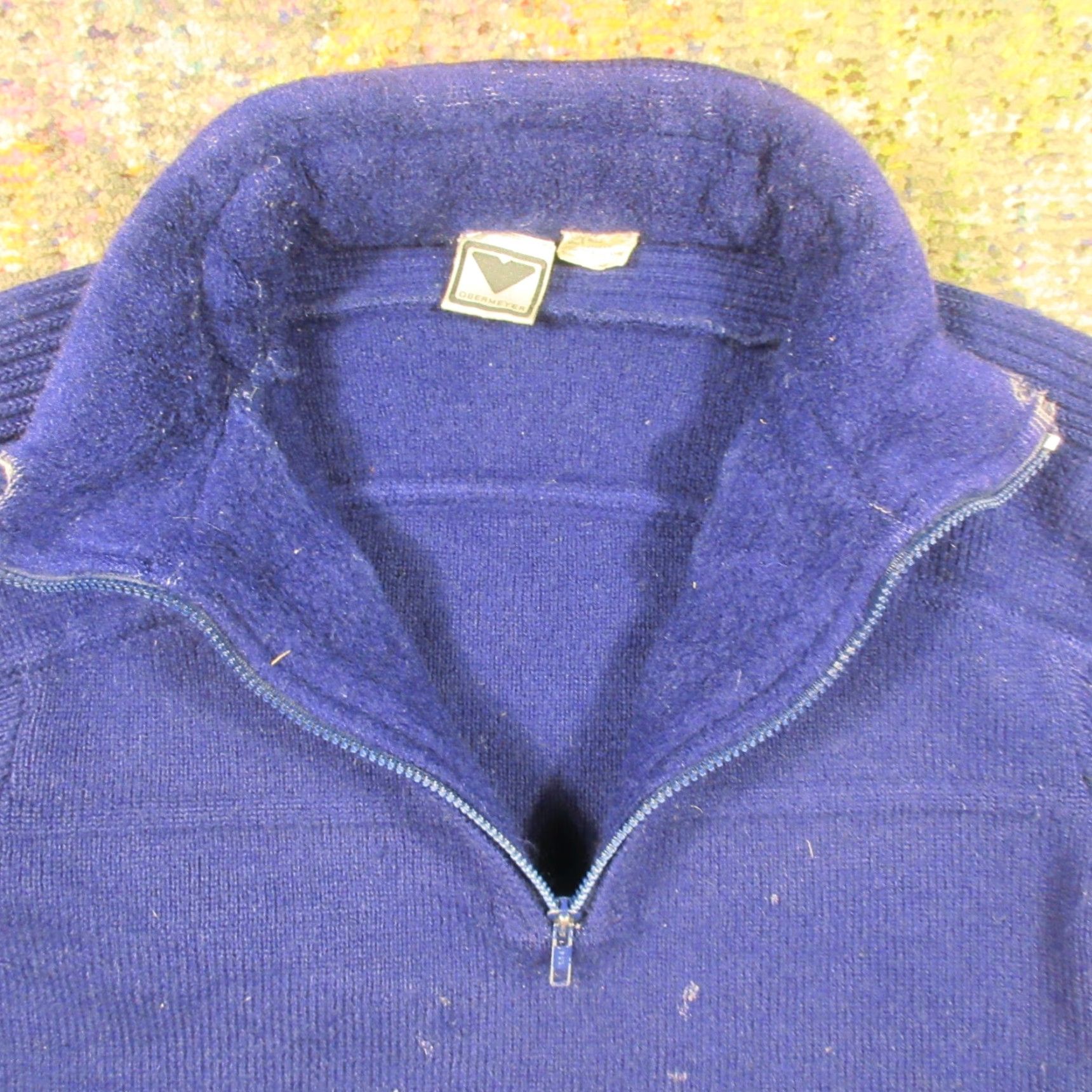 Obermeyer VINTAGE Obermeyer Heavy Wool Sweater Mens L Blue 1/4 Zip Pullover Distressed Size US L / EU 52-54 / 3 - 3 Thumbnail