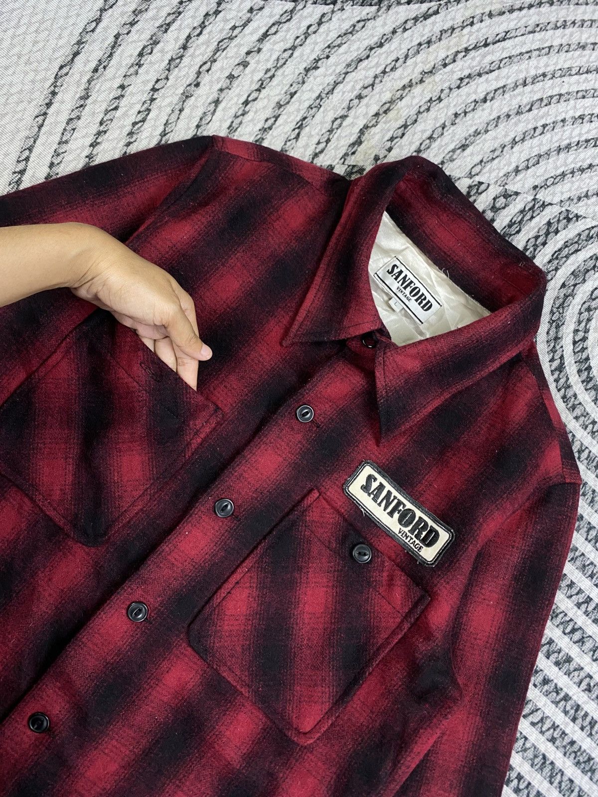 Japanese Brand Vintage Sanford Red Checked Relaxed Fit Flannel Shirt Size US M / EU 48-50 / 2 - 6 Thumbnail