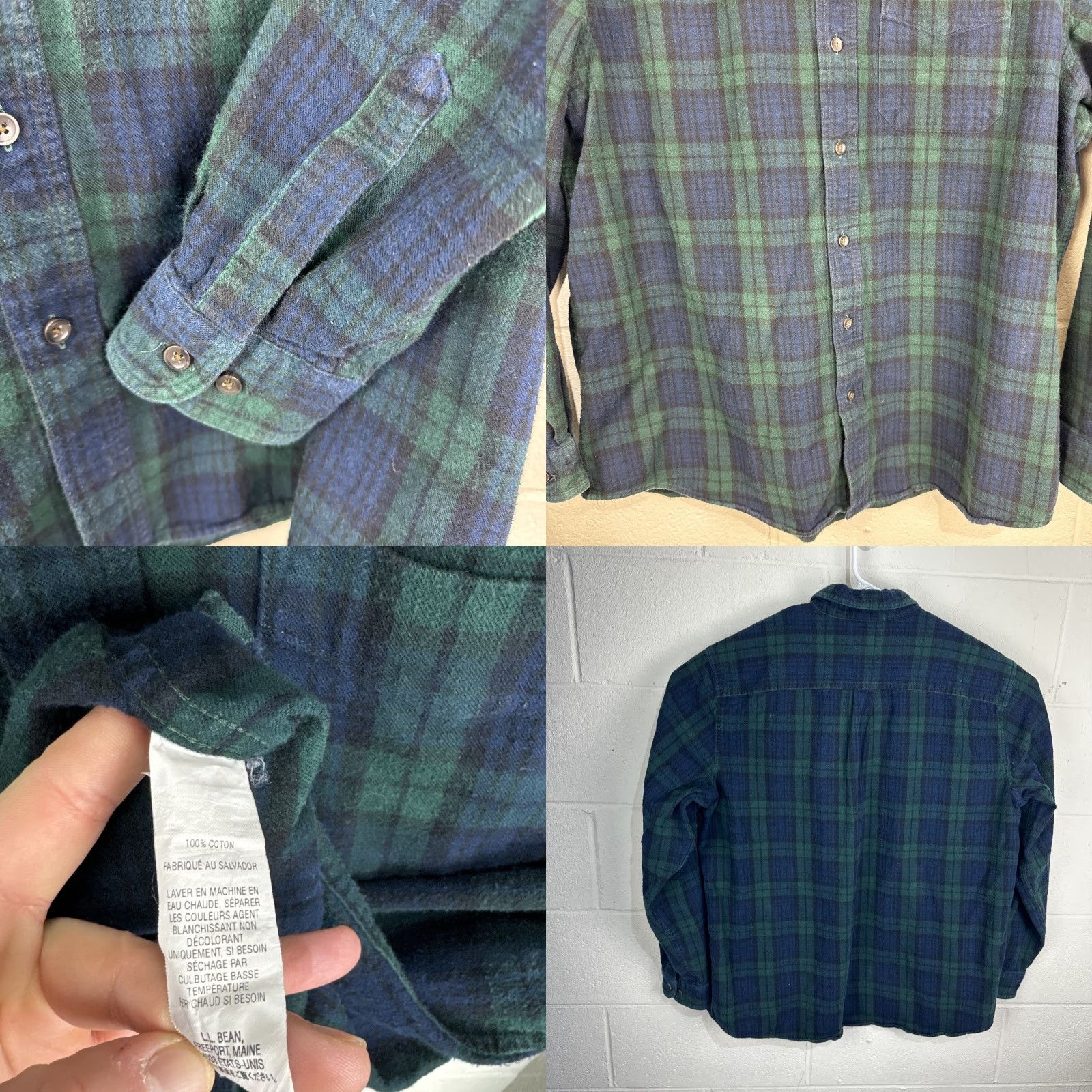 Vintage VINTAGE LL Bean Men’s Flannel Shirt XL Long Sleeve Green Blue Scotch Plaid Pocket Button-Down Career Casual 90s Mens Size US XL / EU 56 / 4 - 8 Thumbnail