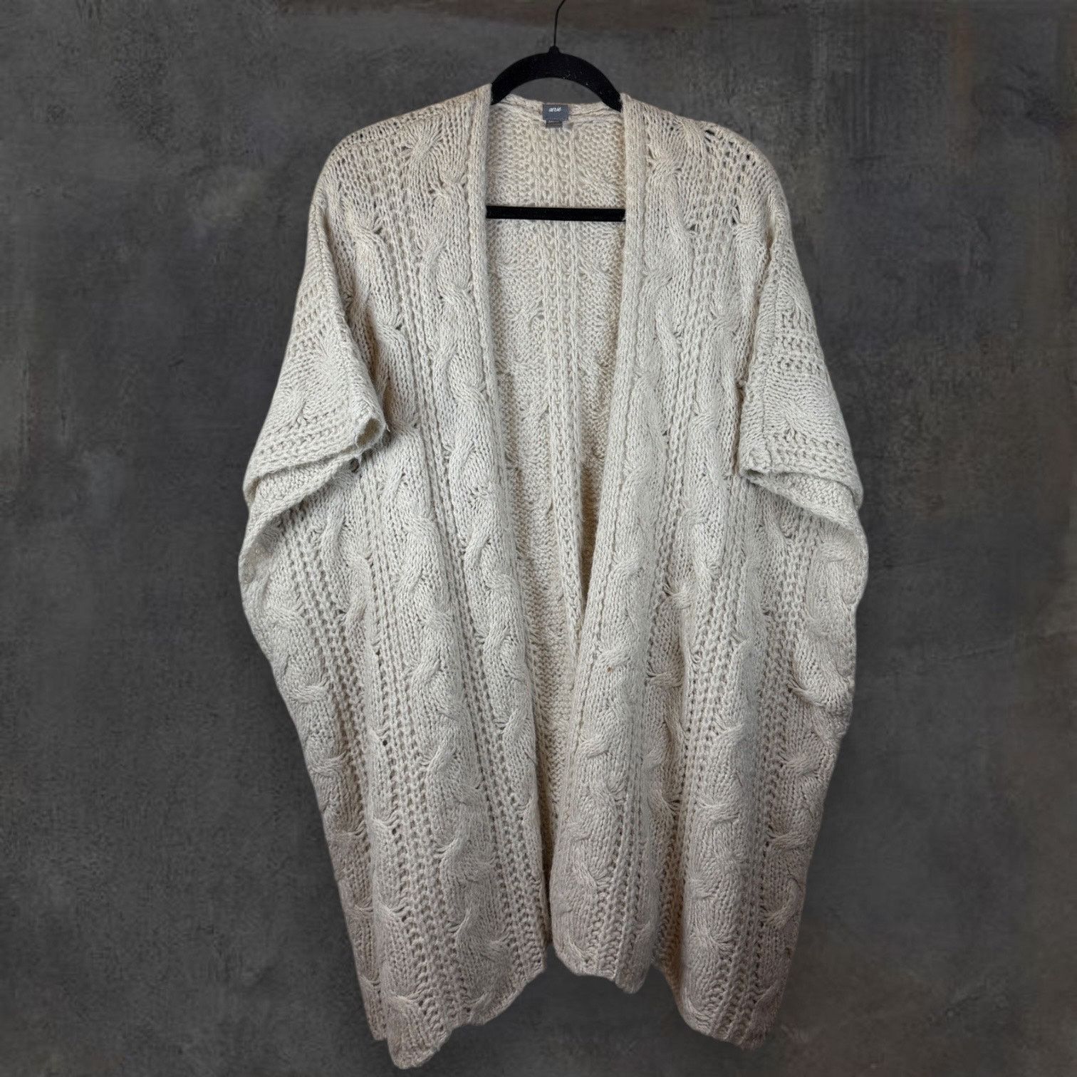Other Aerie Cream One Size Knit Open Buttonless Long Sweater Wrap Size ONE SIZE - 1 Thumbnail