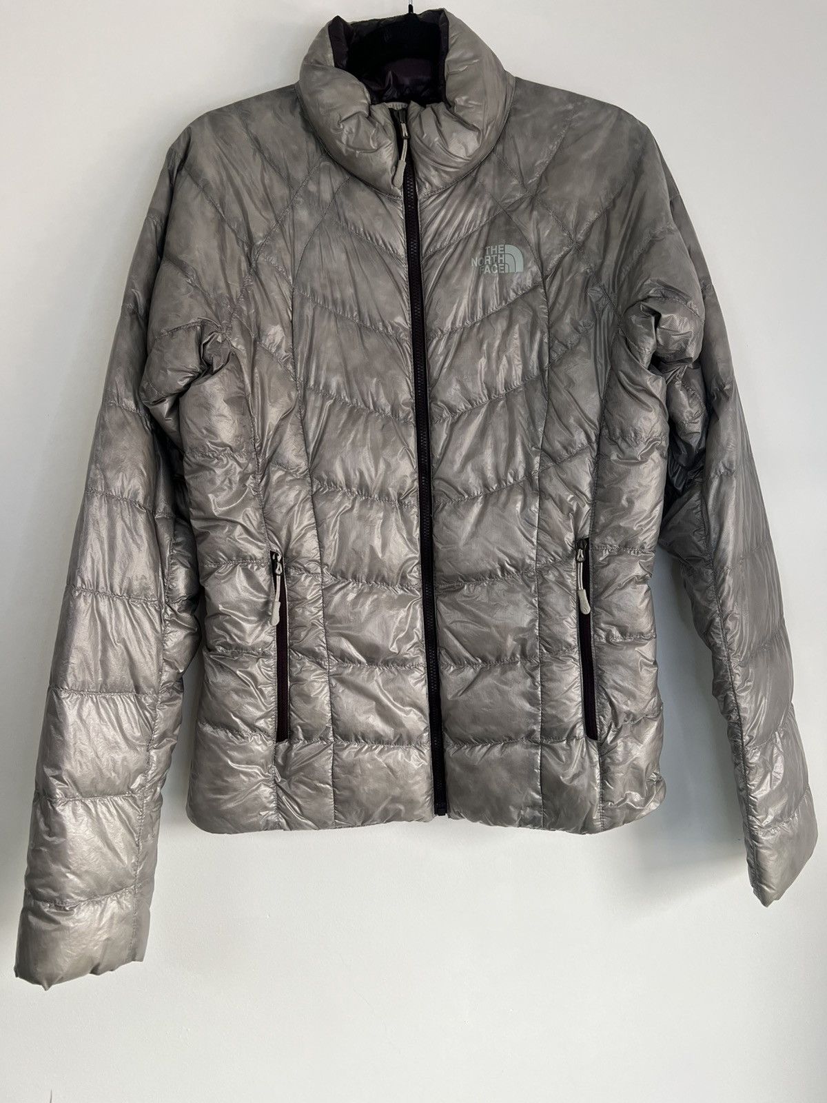 The north face puffer jacket xs grey translucent
