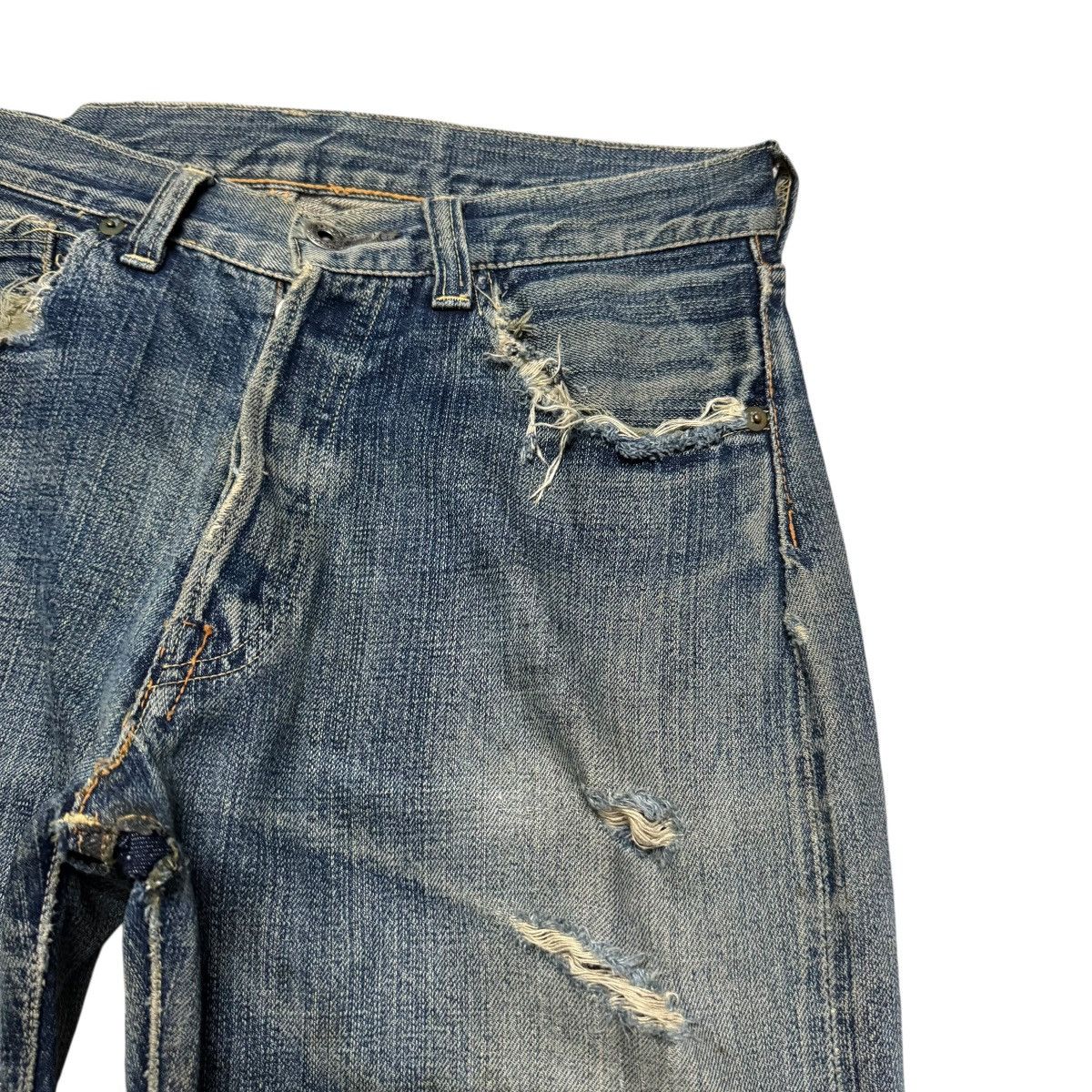 The Real McCoy's Vintage Real McCoys Ultimate Seeker Distessed Denim Jeans Size US 30 / EU 46 - 6 Thumbnail