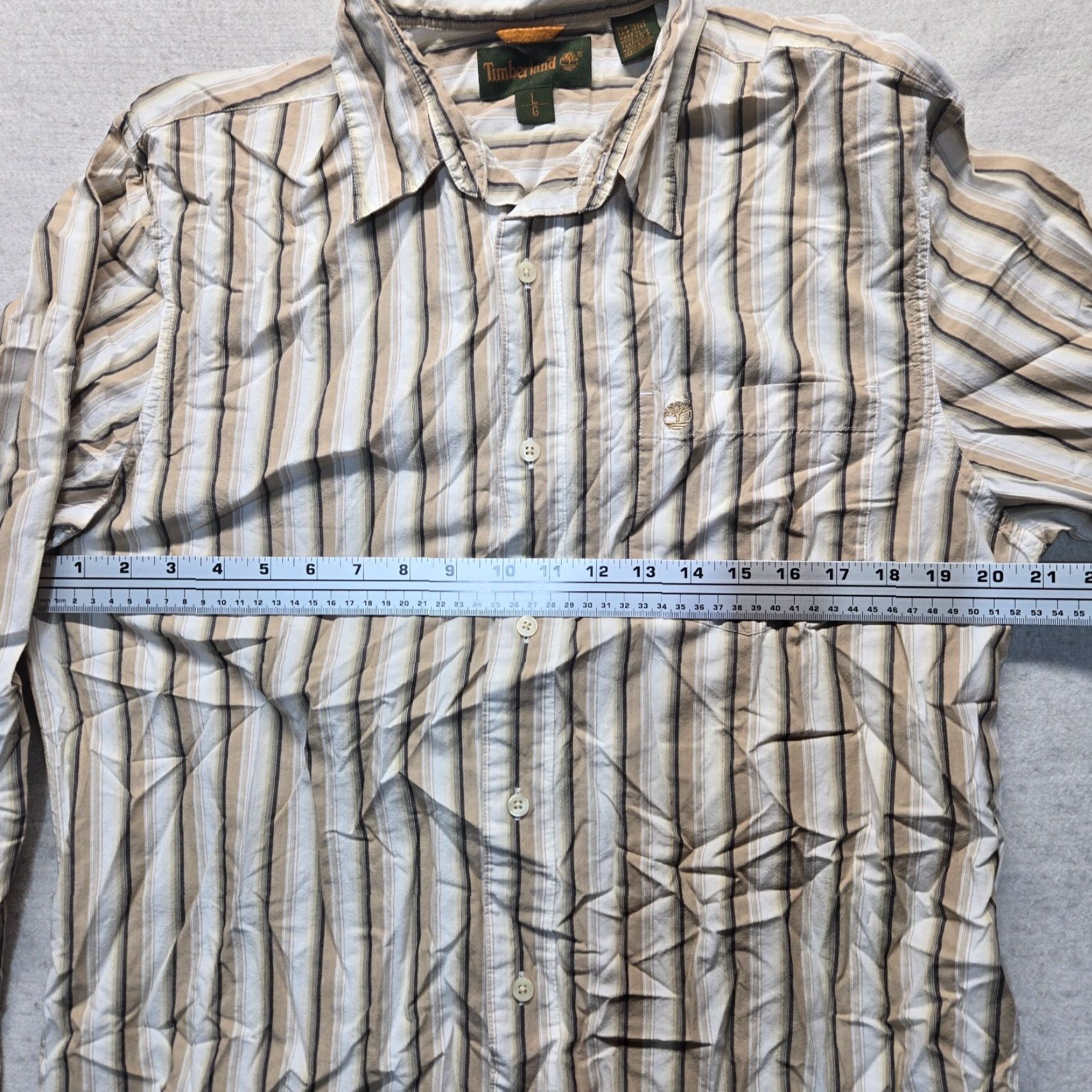Timberland Timberland Shirt Button-Up Shirt Brown Striped Outdoors Casual Men's L Large Size US L / EU 52-54 / 3 - 4 Thumbnail